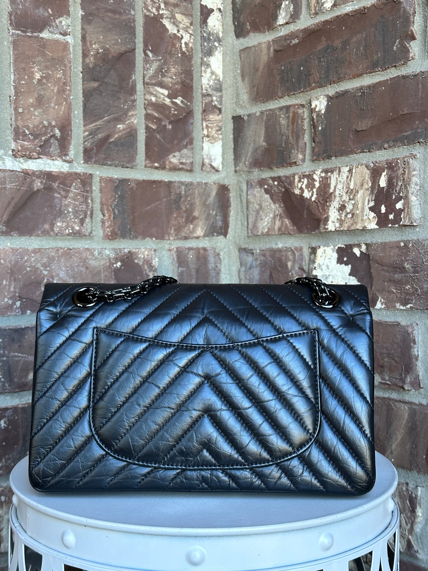Chanel So Black Reissue 2.55 Chevron Aged Calfskin 225 49586