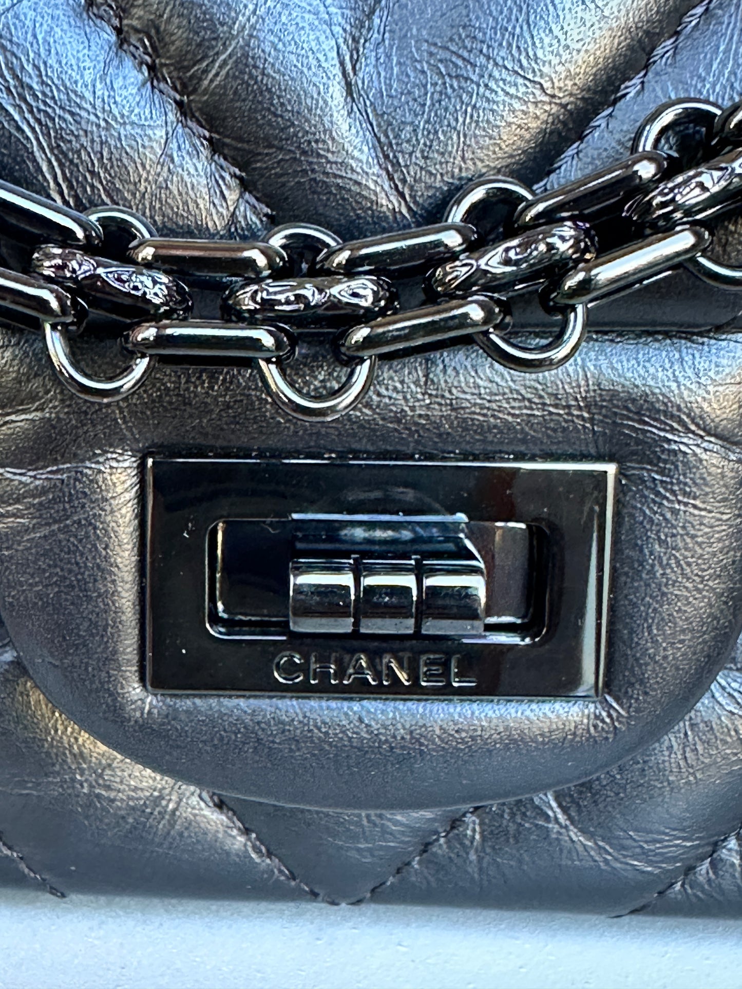Chanel So Black Reissue 2.55 Chevron Aged Calfskin 225 49586