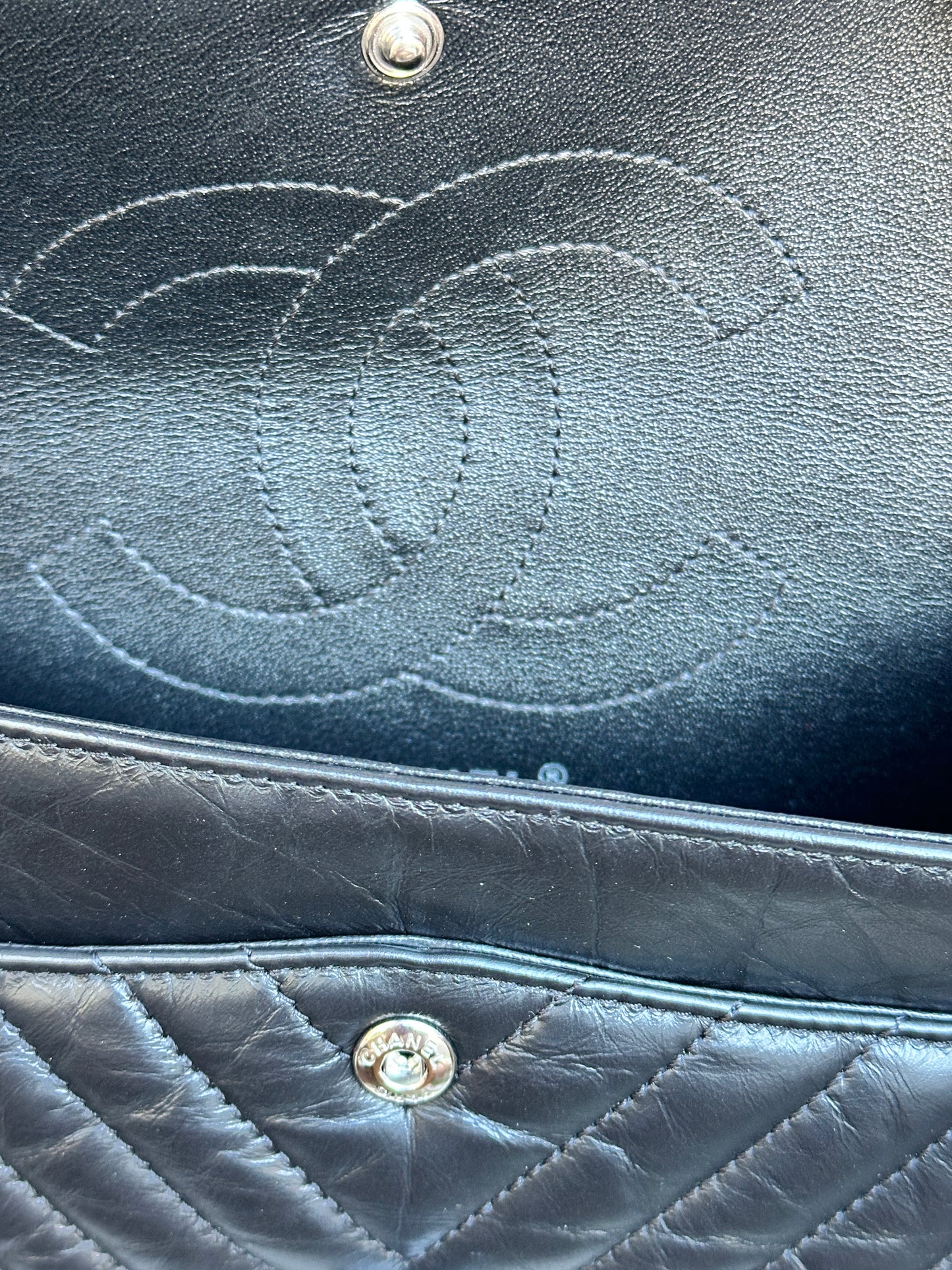 Chanel So Black Reissue 2.55 Chevron Aged Calfskin 225 49586