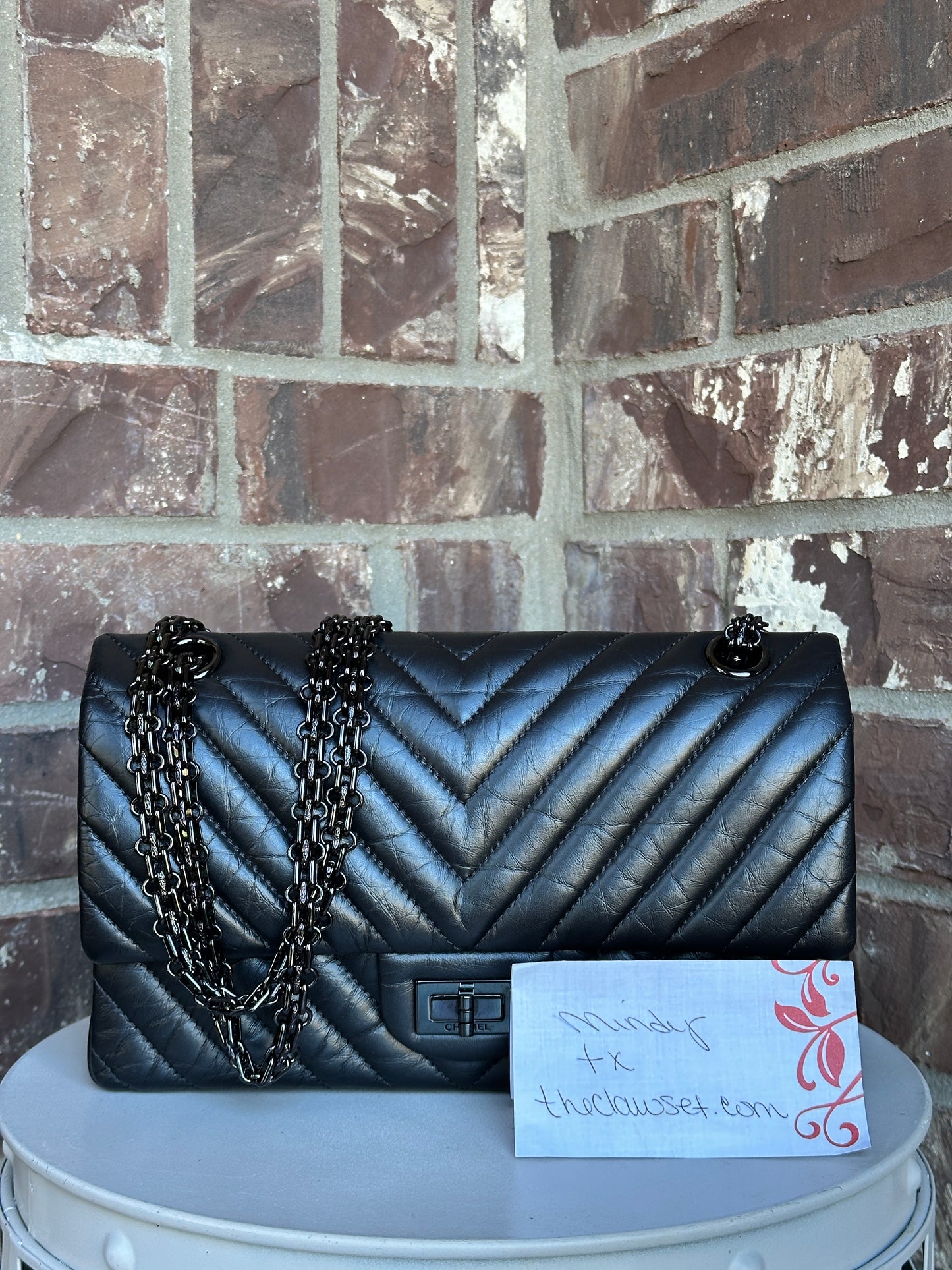 Chanel So Black Reissue 2.55 Chevron Aged Calfskin 225 49586