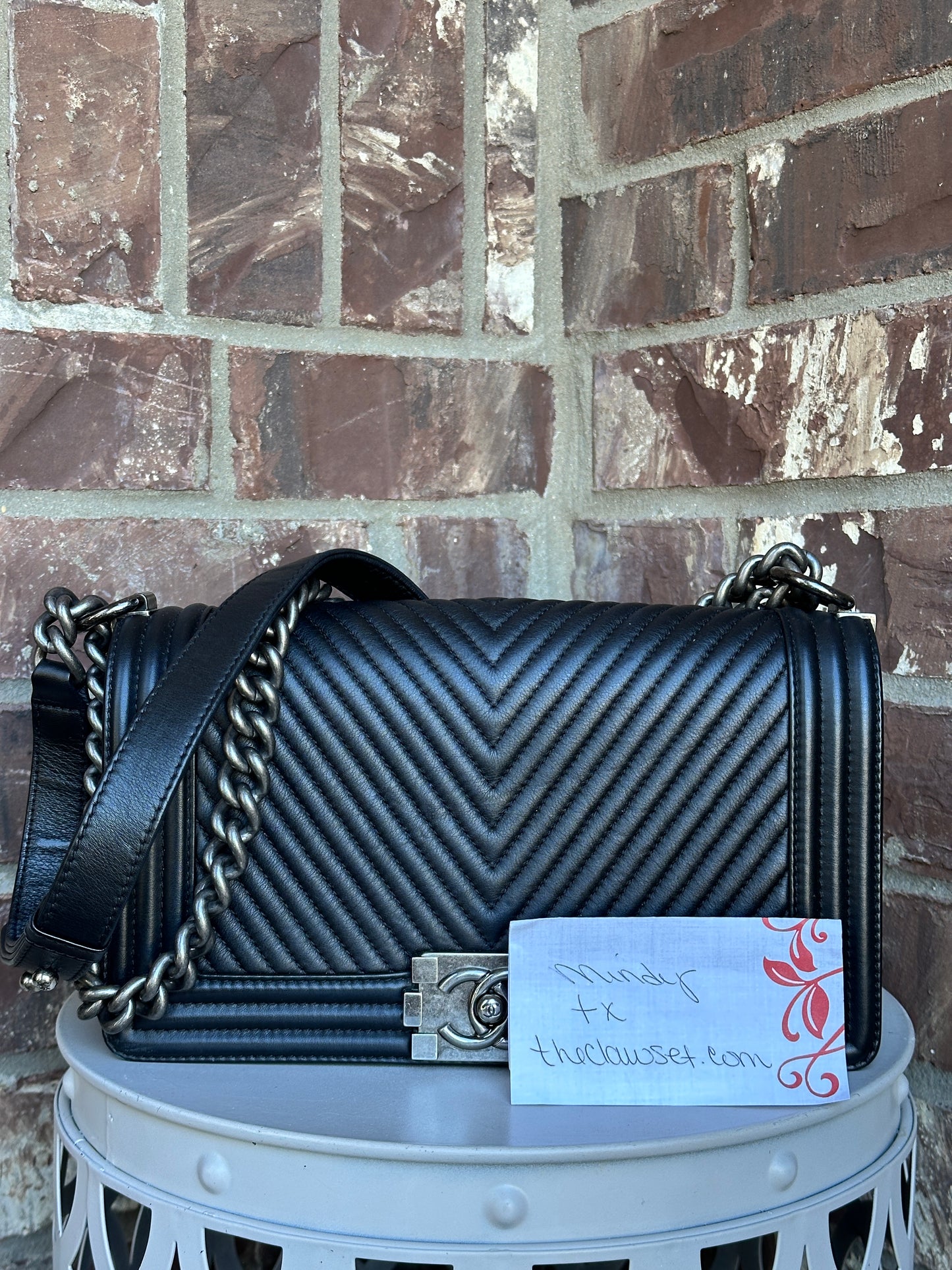 Chanel Boy Flap Bag Chevron Lambskin Old Medium 67004