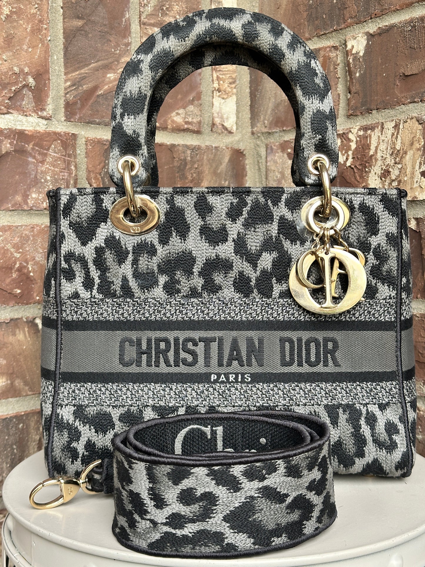 Christian Dior Lady D-Lite Bag Mizza Embroidered Canvas Medium 52213