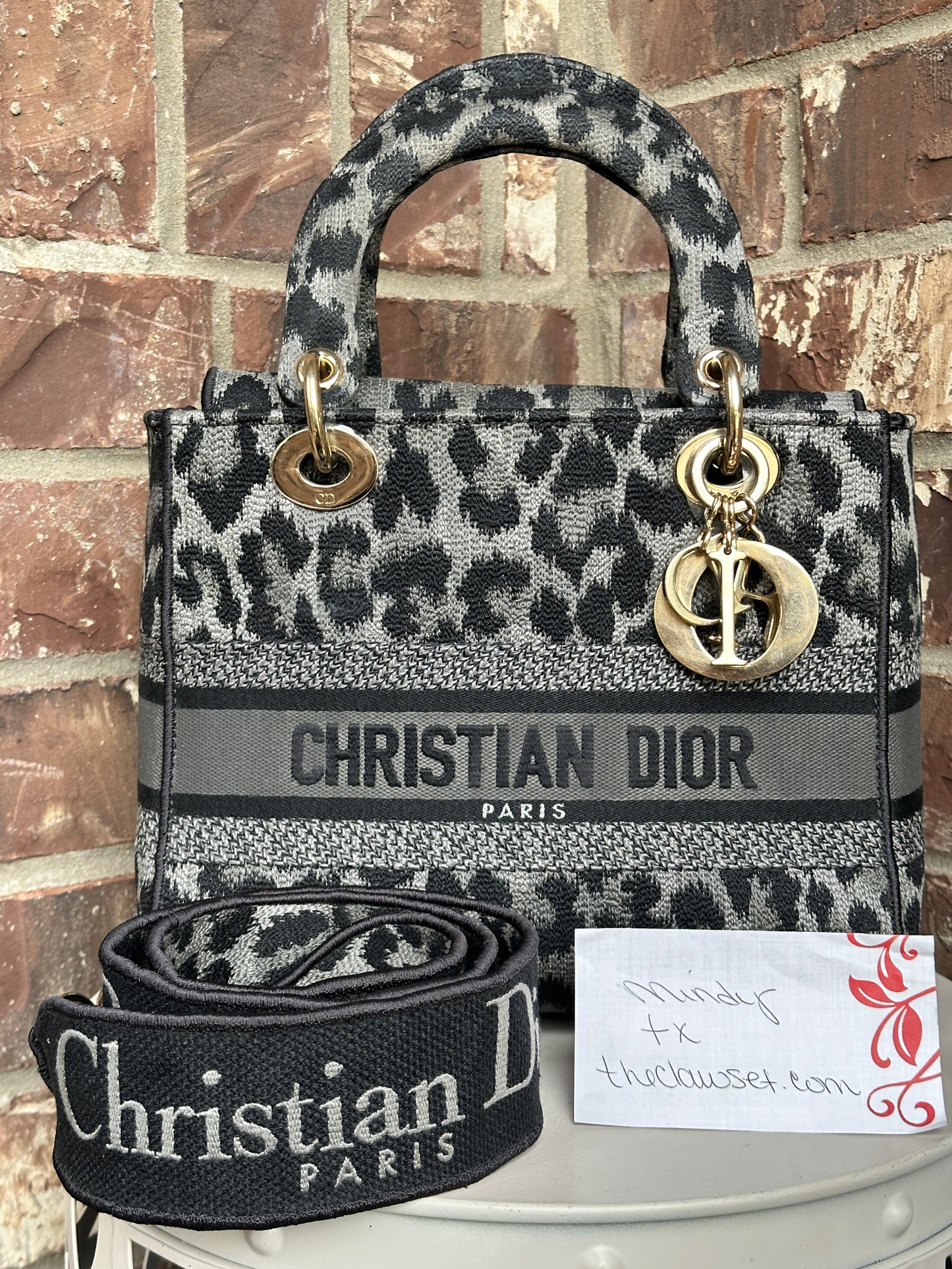 Christian Dior Lady D-Lite Bag Mizza Embroidered Canvas Medium 52213