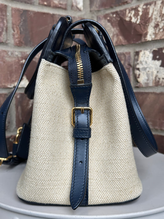 Celine Cabas de France Tote Canvas with Leather Small 43681