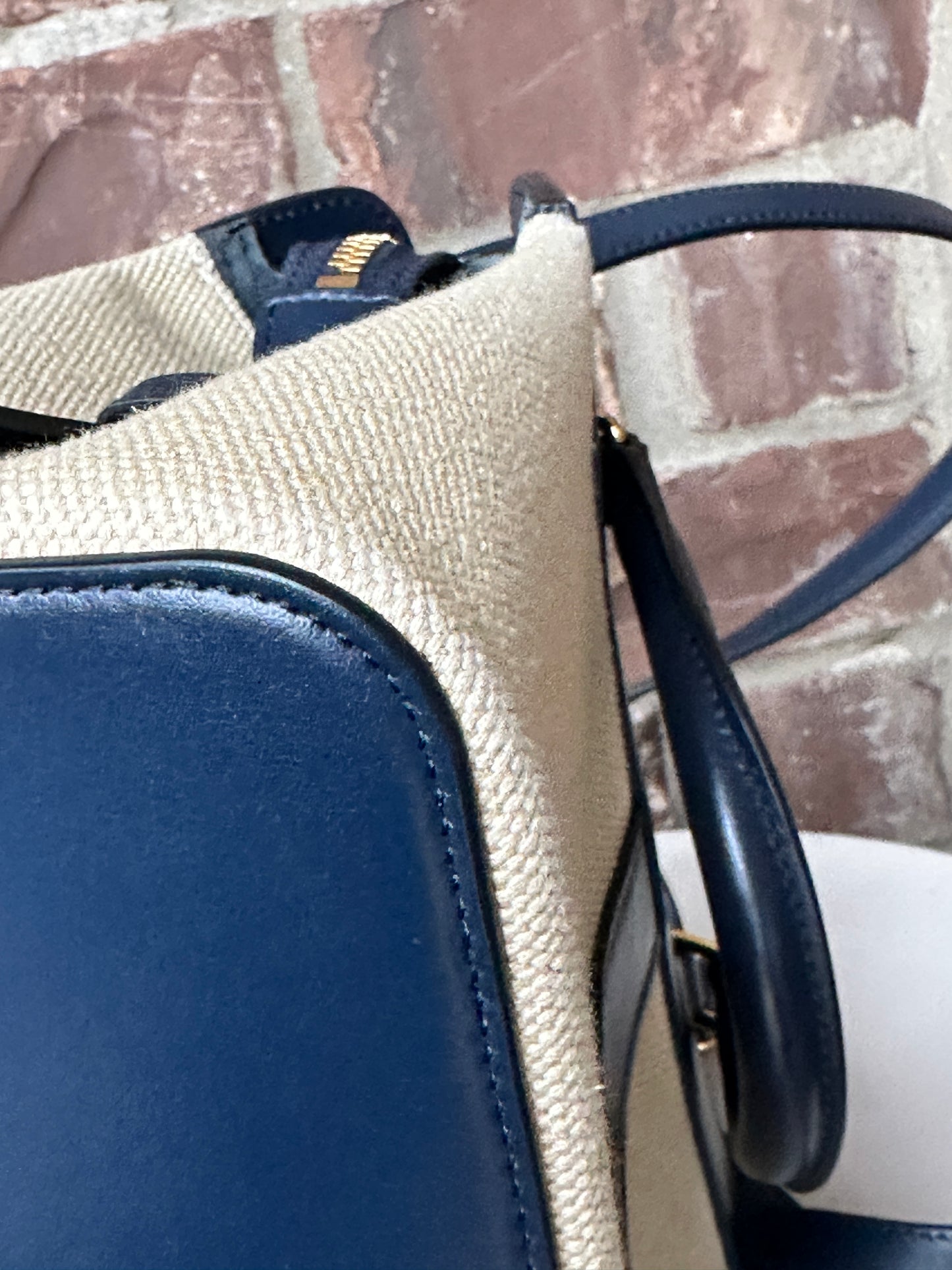 Celine Cabas de France Tote Canvas with Leather Small 43681