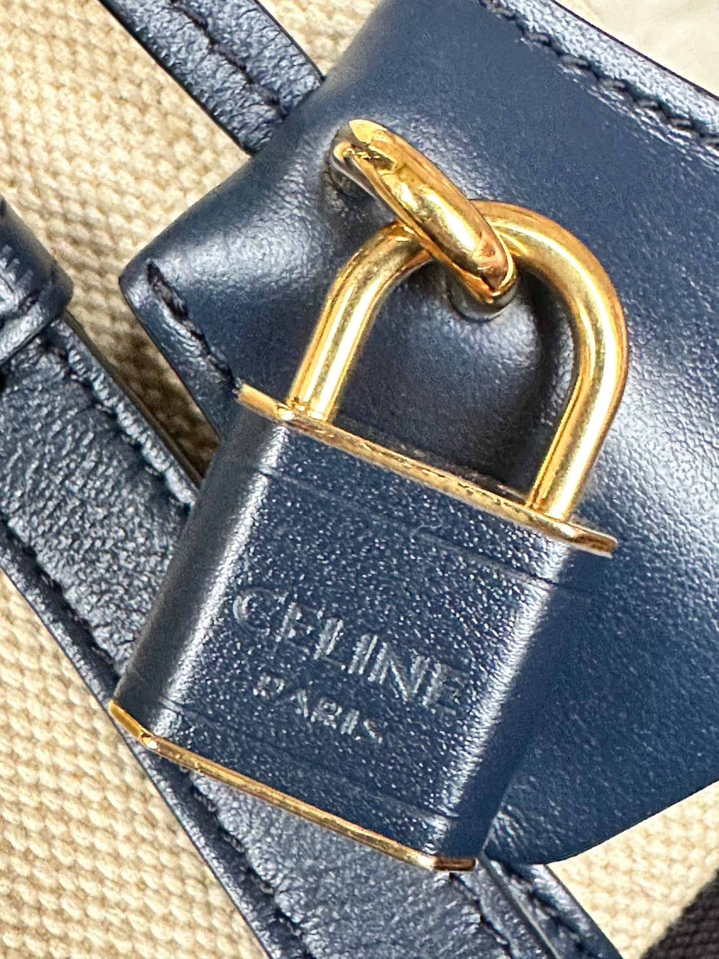 Celine Cabas de France Tote Canvas with Leather Small 43681