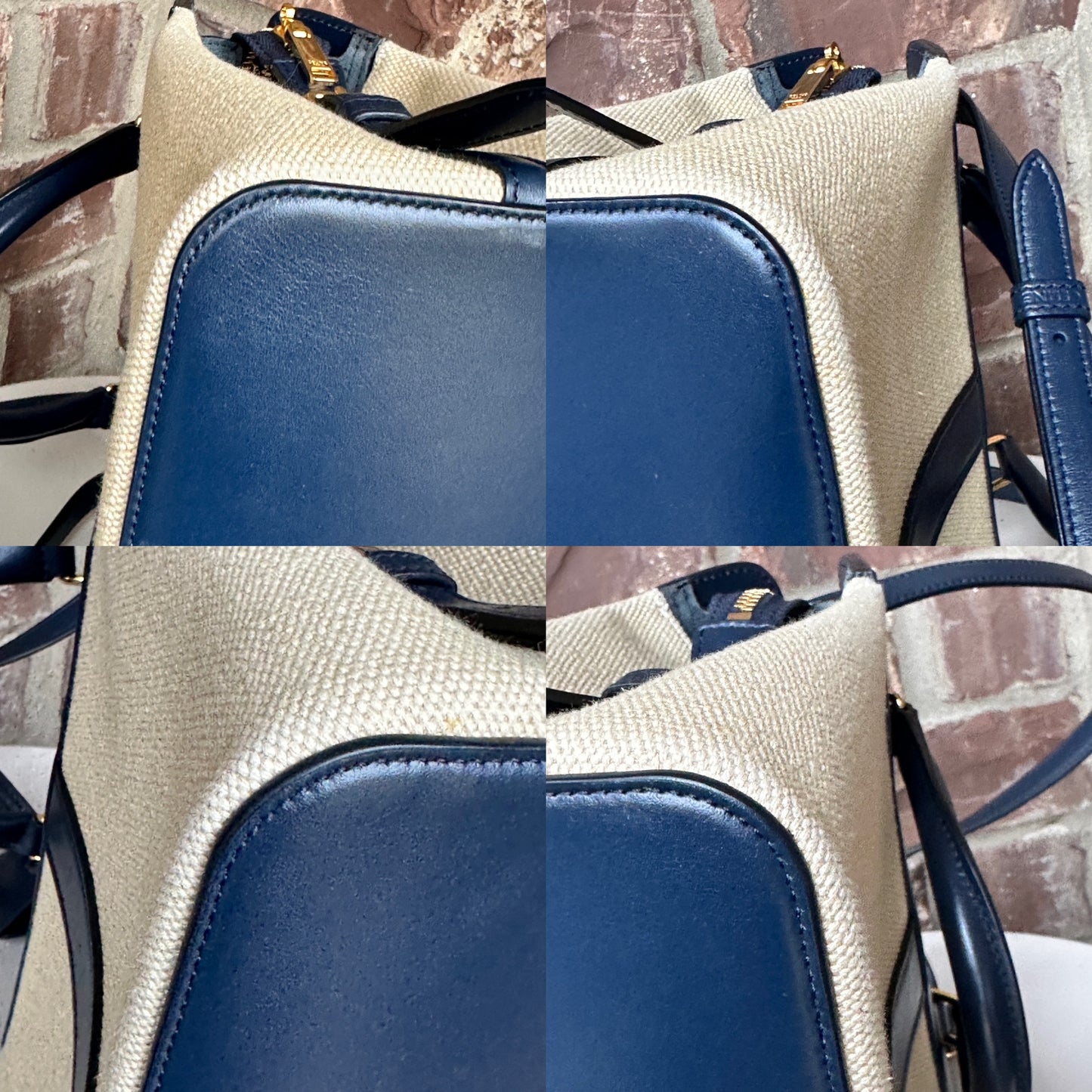 Celine Cabas de France Tote Canvas with Leather Small 43681