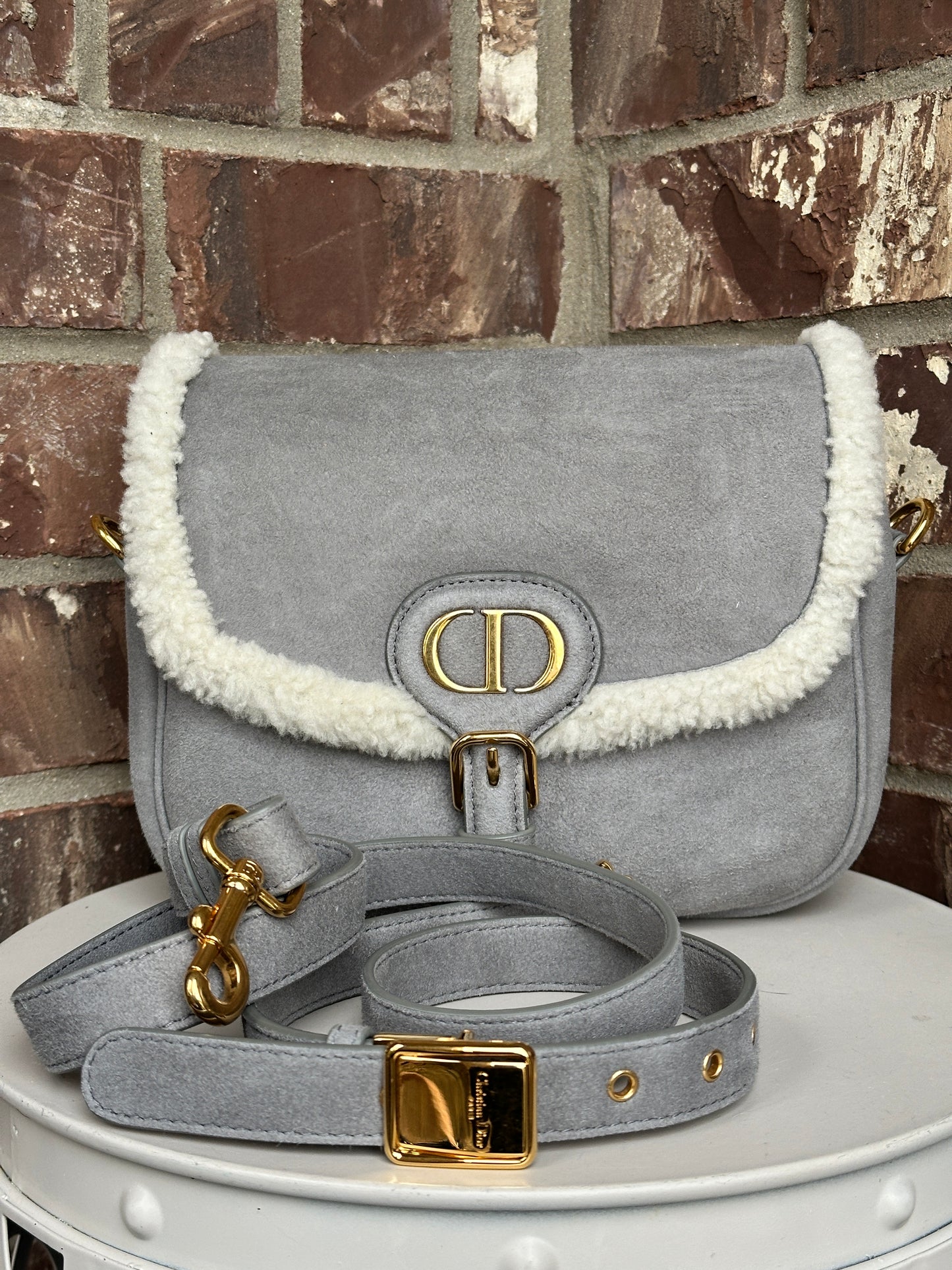 Christian Dior Bobby Flap Bag Shearling and Suede Medium 69901