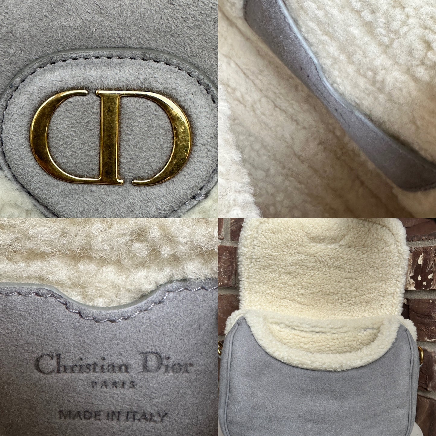 Christian Dior Bobby Flap Bag Shearling and Suede Medium 69901