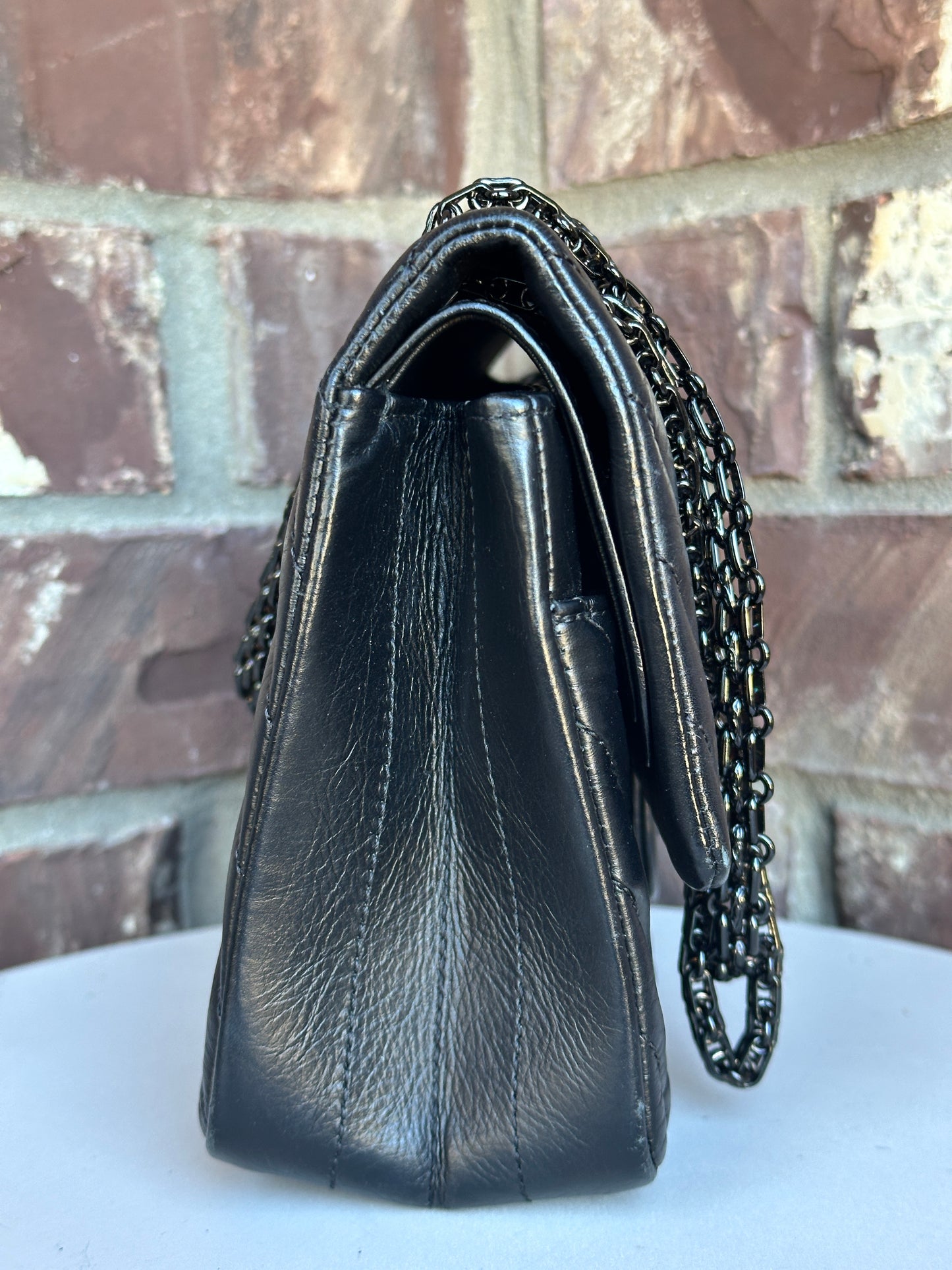 Chanel So Black Reissue 2.55 Flap Bag Chevron Aged Calfskin 225	57985