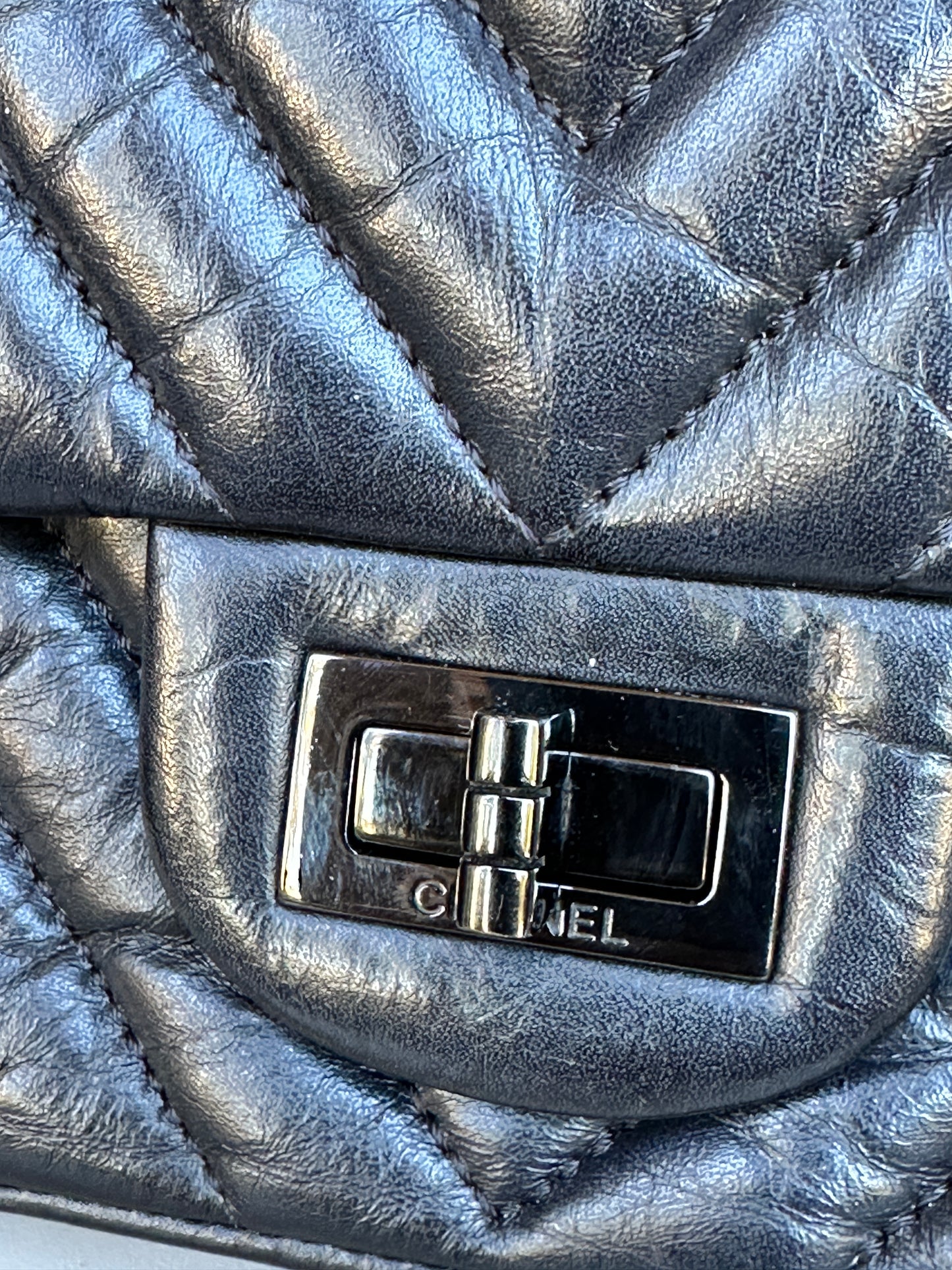 Chanel So Black Reissue 2.55 Flap Bag Chevron Aged Calfskin 225	57985