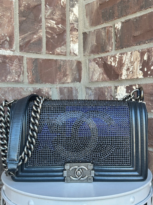 Chanel Paris-Dallas Boy Flap Bag Limited Edition Metallized Strass Old Medium 436609