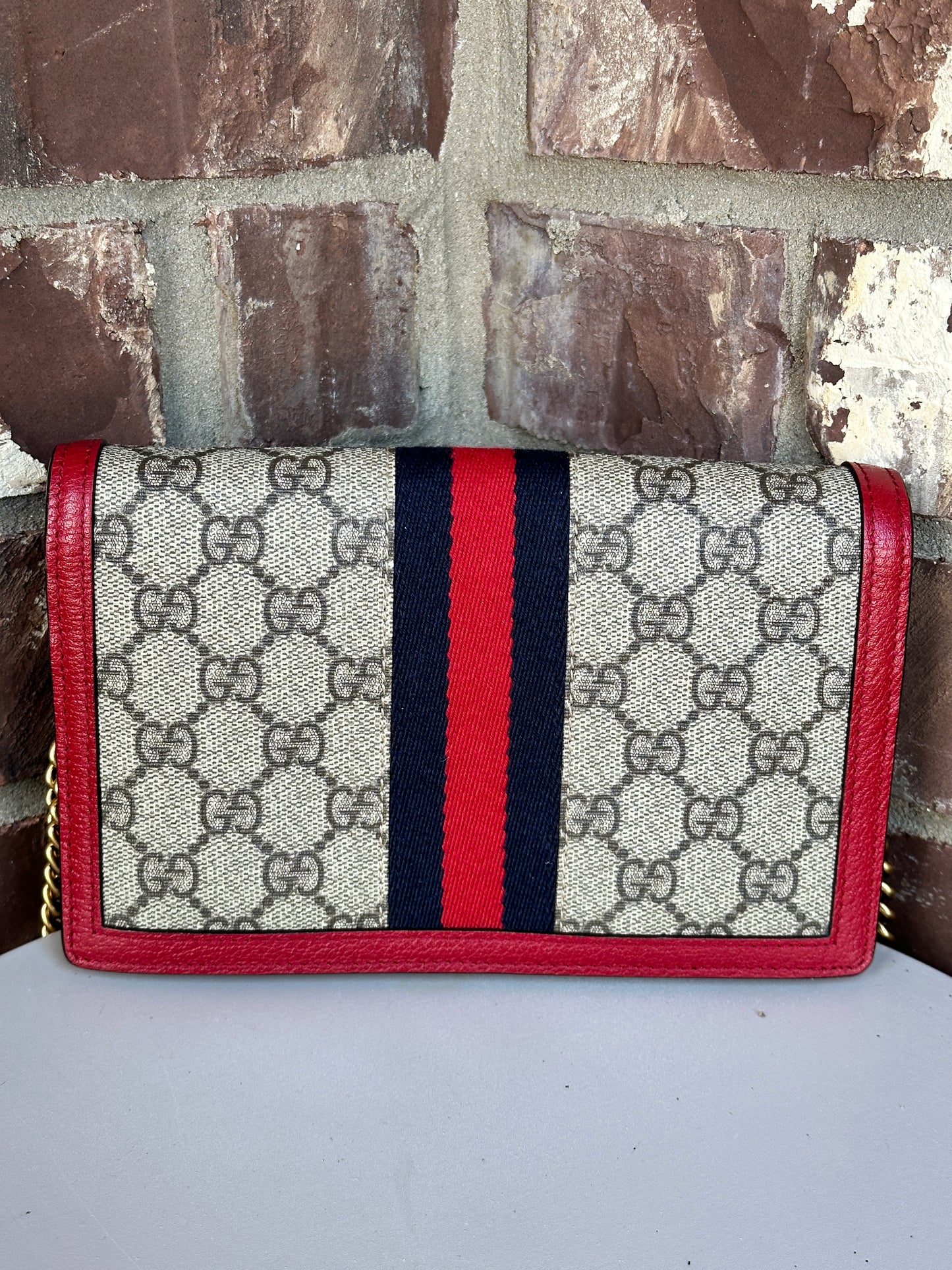 Gucci Queen Margaret Chain Wallet GG Coated Canvas Mini