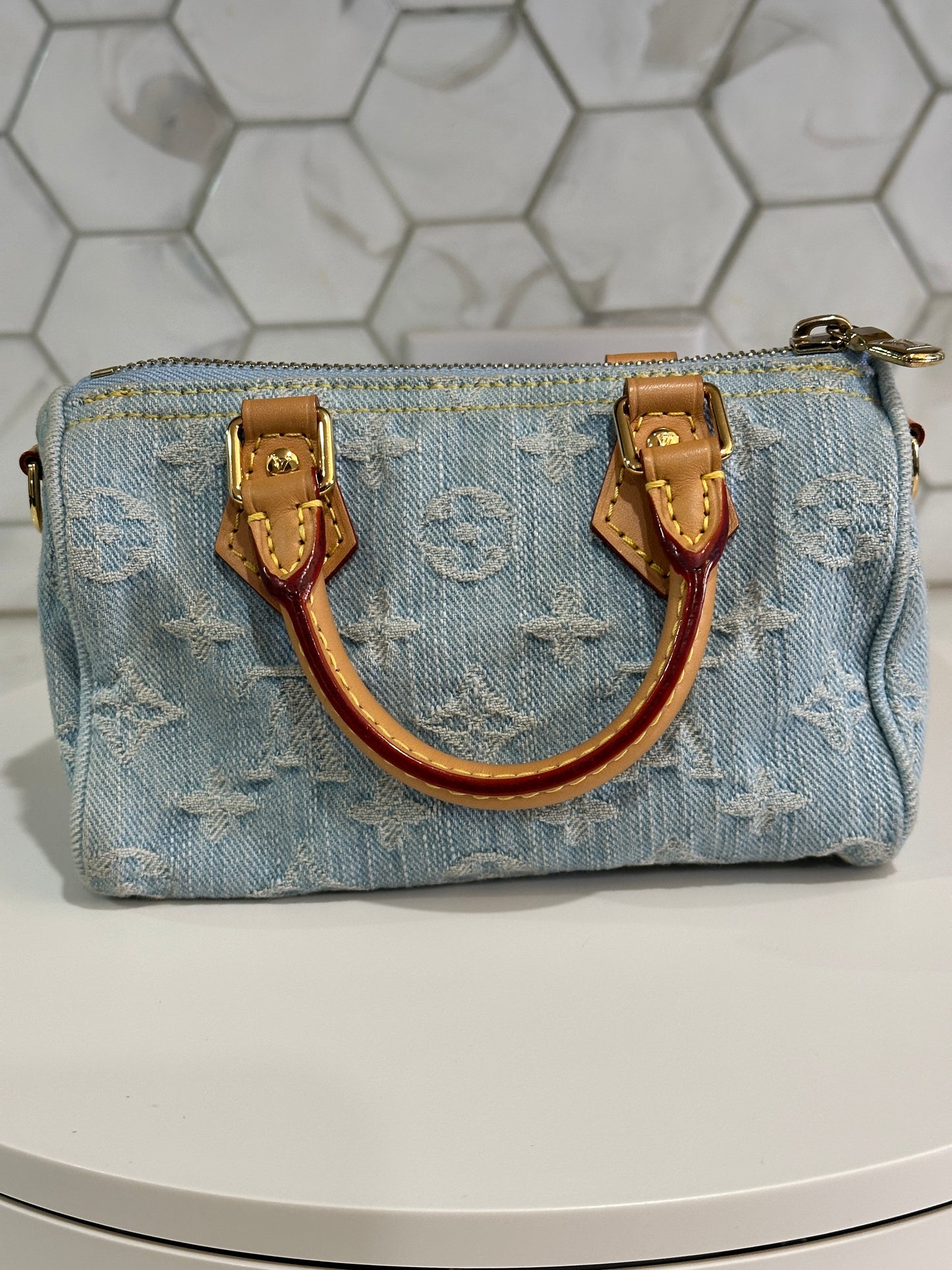 Louis Vuitton Speedy Bandouliere Denim Sky Nano 52269