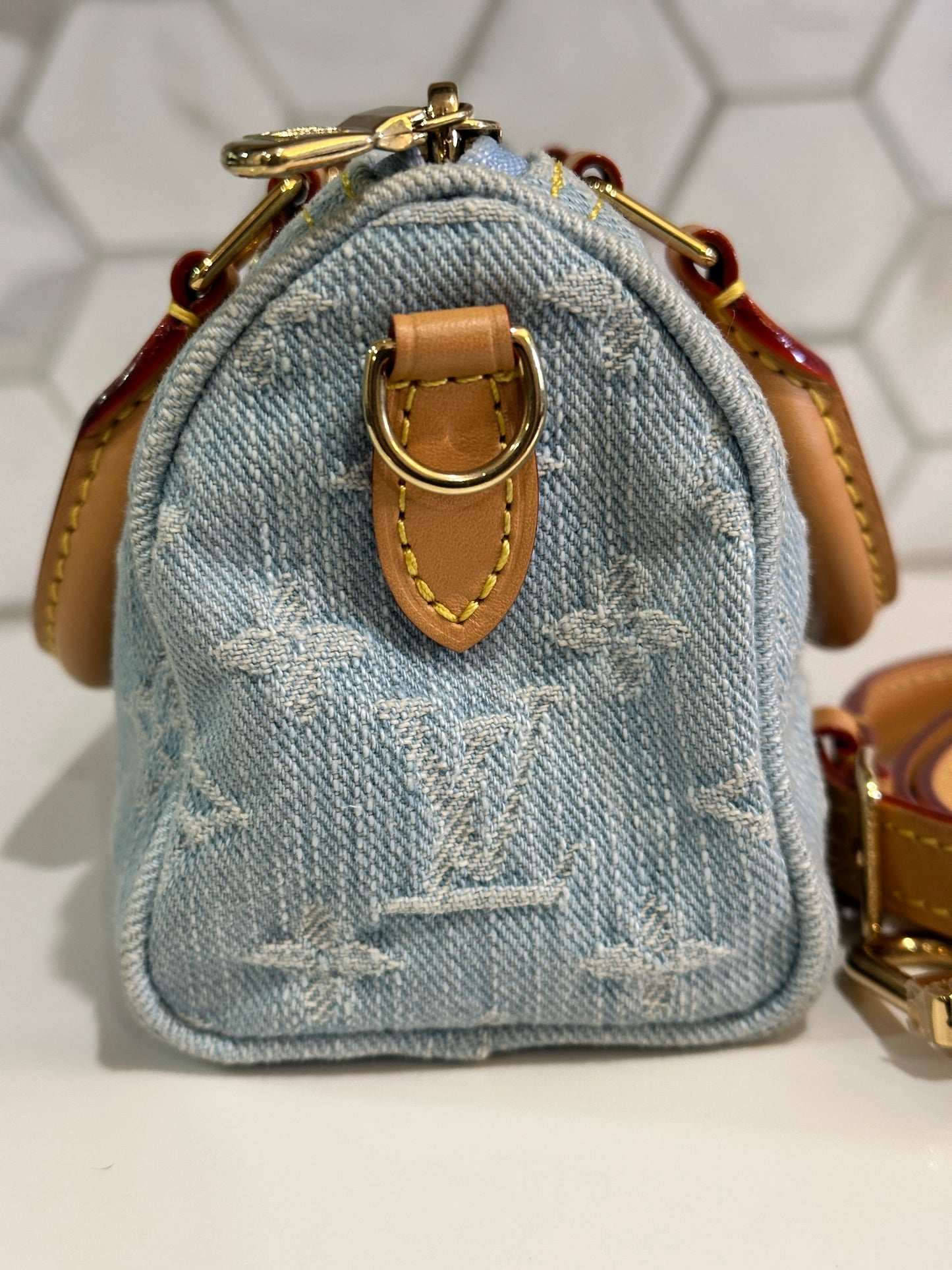 Louis Vuitton Speedy Bandouliere Denim Sky Nano 52269