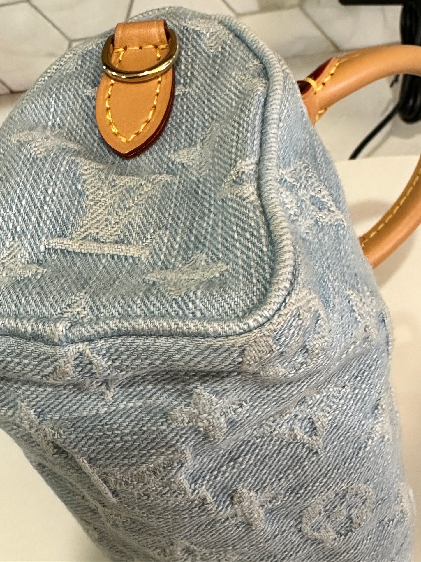 Louis Vuitton Speedy Bandouliere Denim Sky Nano 52269