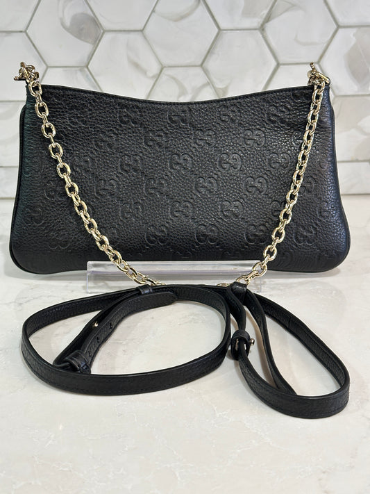 Gucci Emblem Chain Shoulder Bag Guccissima Leather Medium	61114