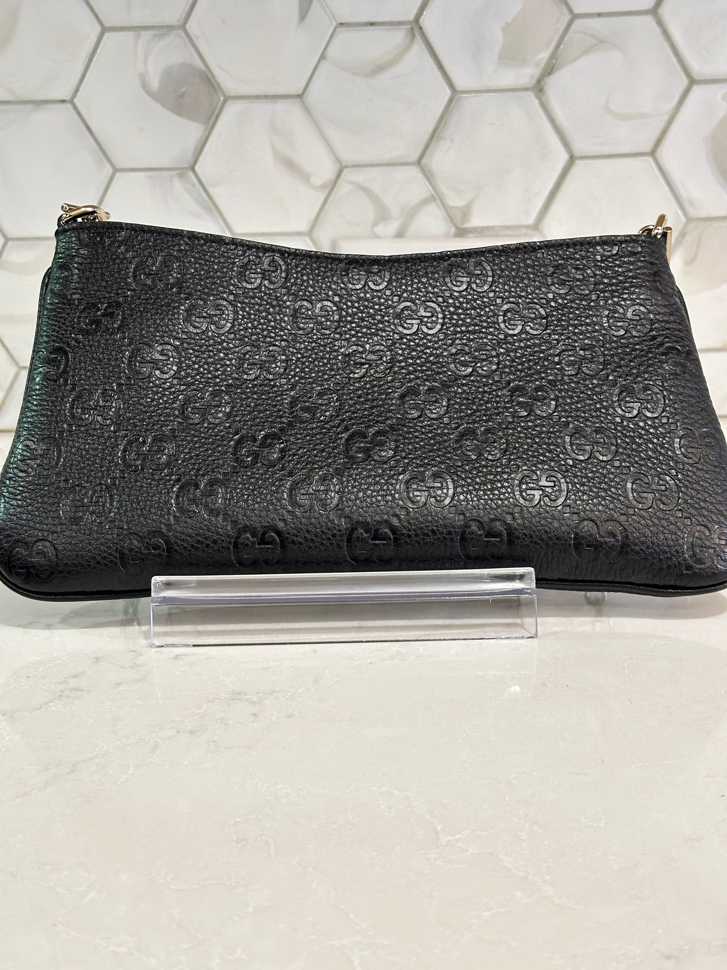 Gucci Emblem Chain Shoulder Bag Guccissima Leather Medium	61114