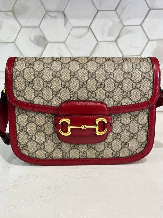 Gucci Horsebit 1955 Shoulder Bag GG Canvas with Leather 44439