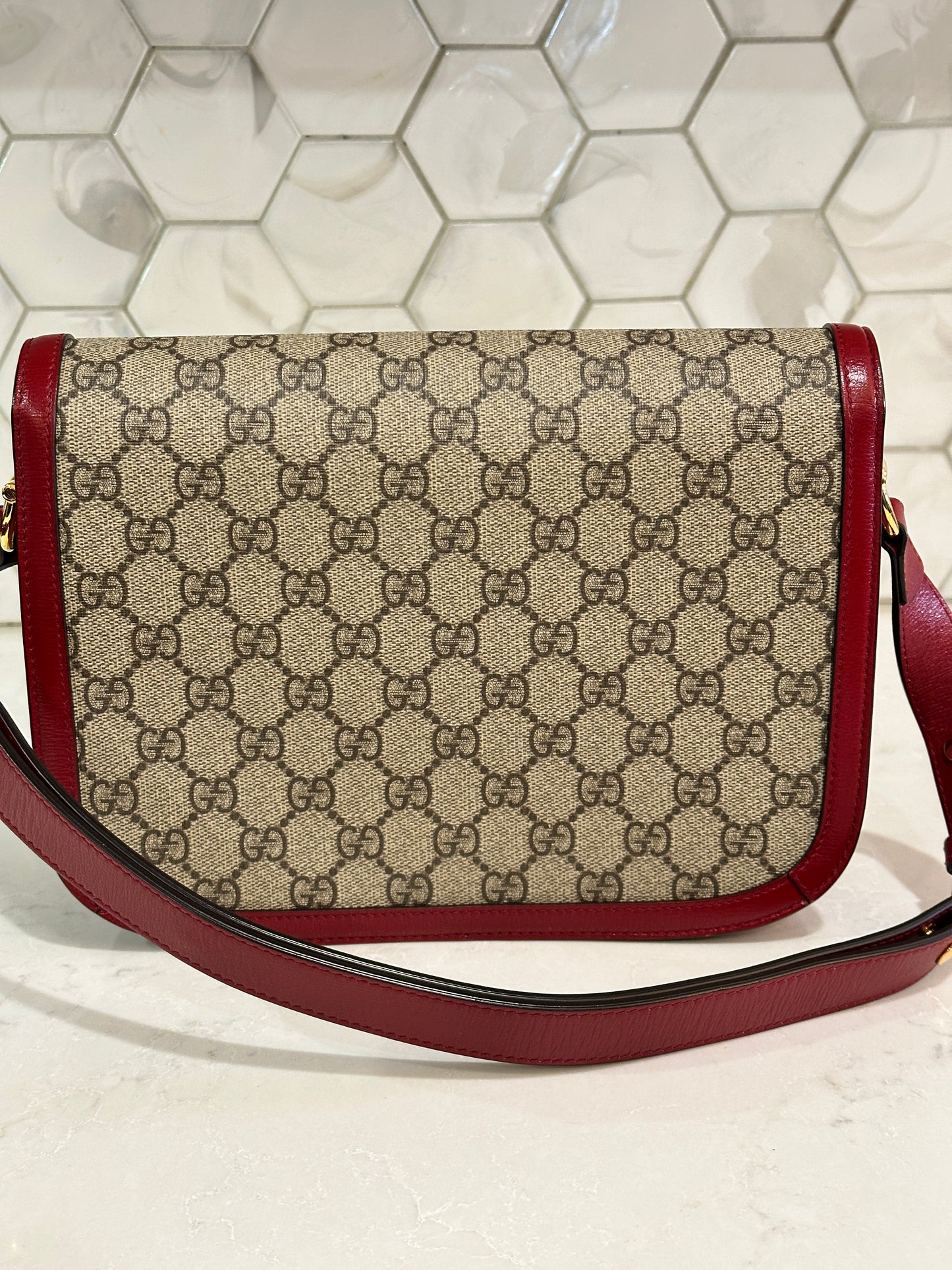 Gucci Horsebit 1955 Shoulder Bag GG Canvas with Leather 44439