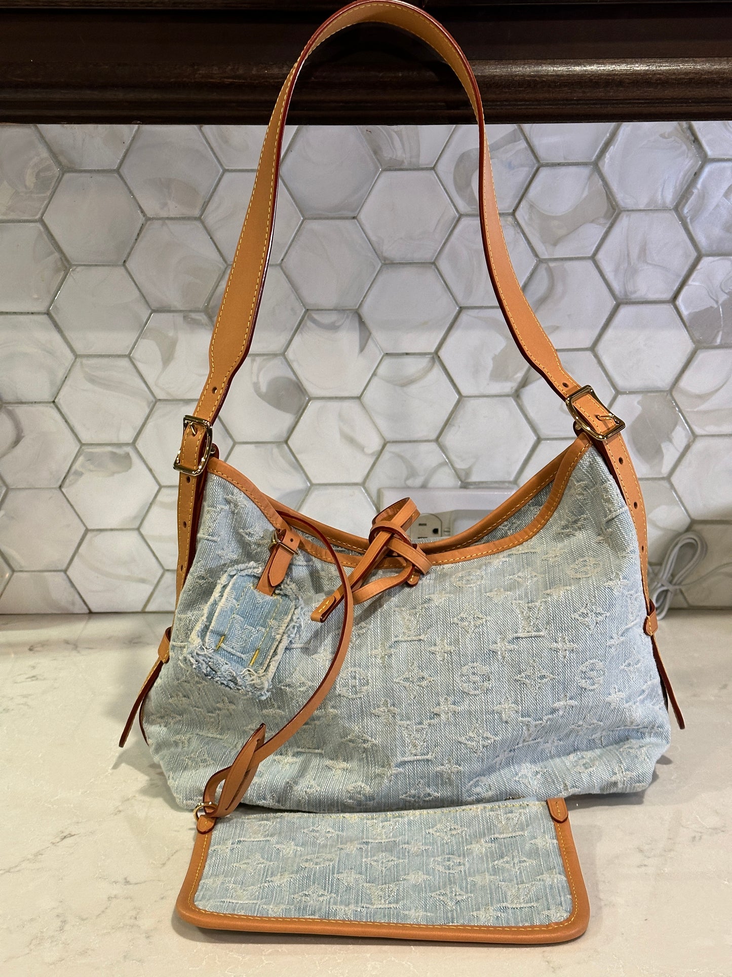 Louis Vuitton CarryAll Hobo Monogram Denim PM 53345