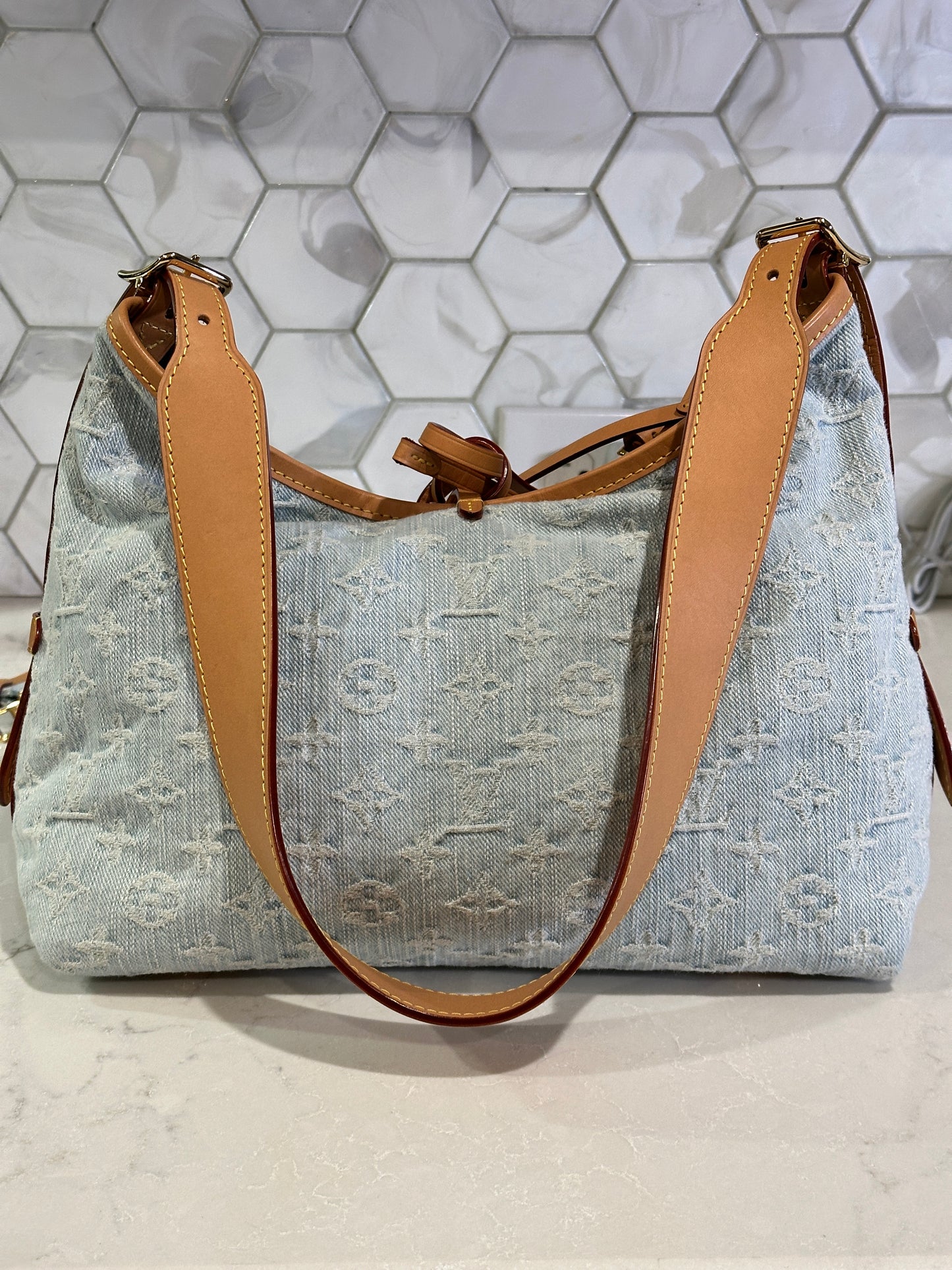Louis Vuitton CarryAll Hobo Monogram Denim PM 53345