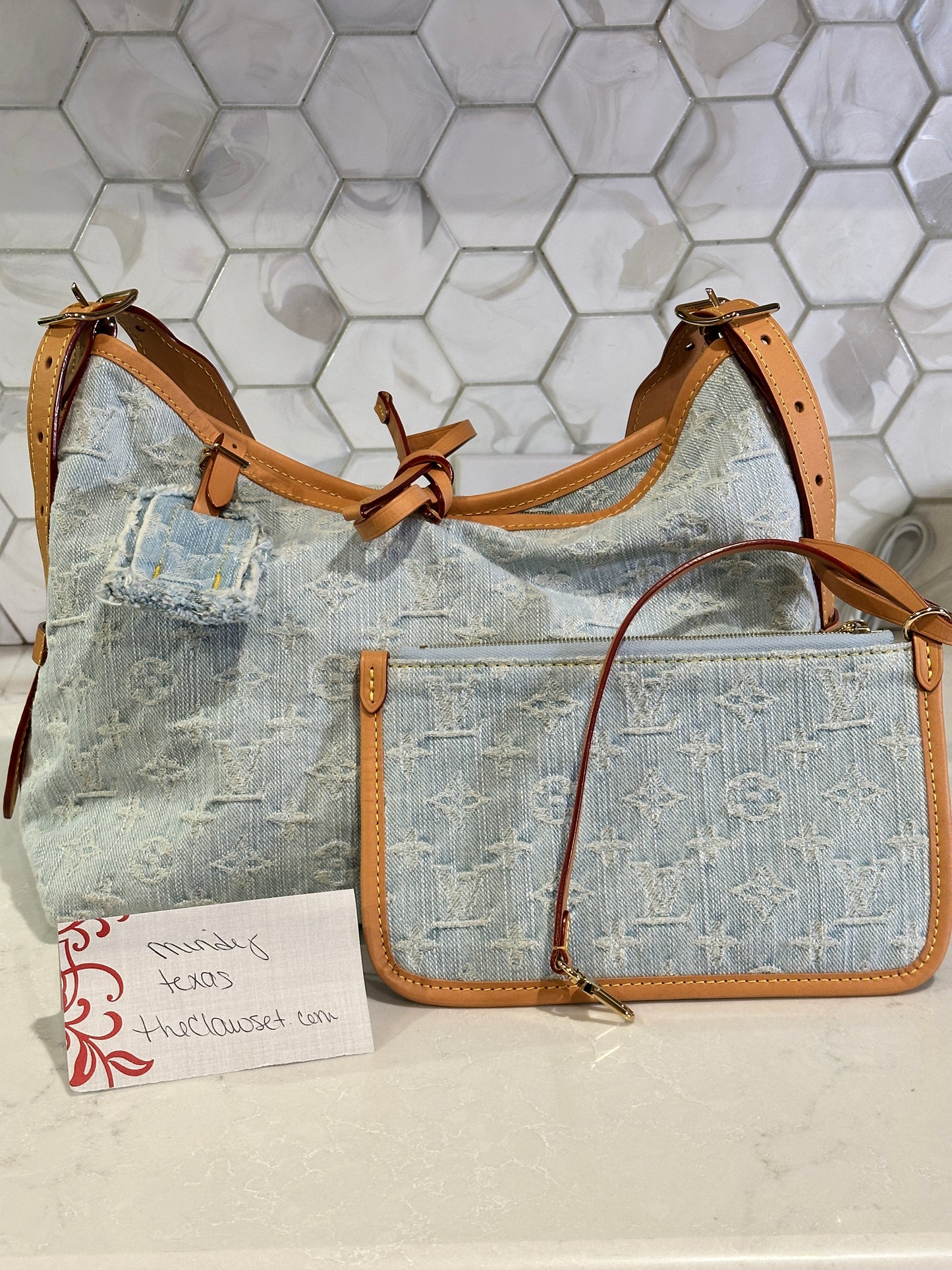 Louis Vuitton CarryAll Hobo Monogram Denim PM 53345