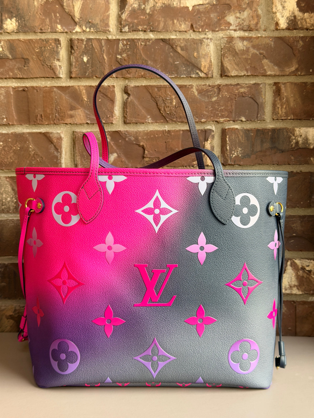 Louis Vuitton Neverfull Spring in the City Monogram Giant MM Midnight Fuchsia 90038
