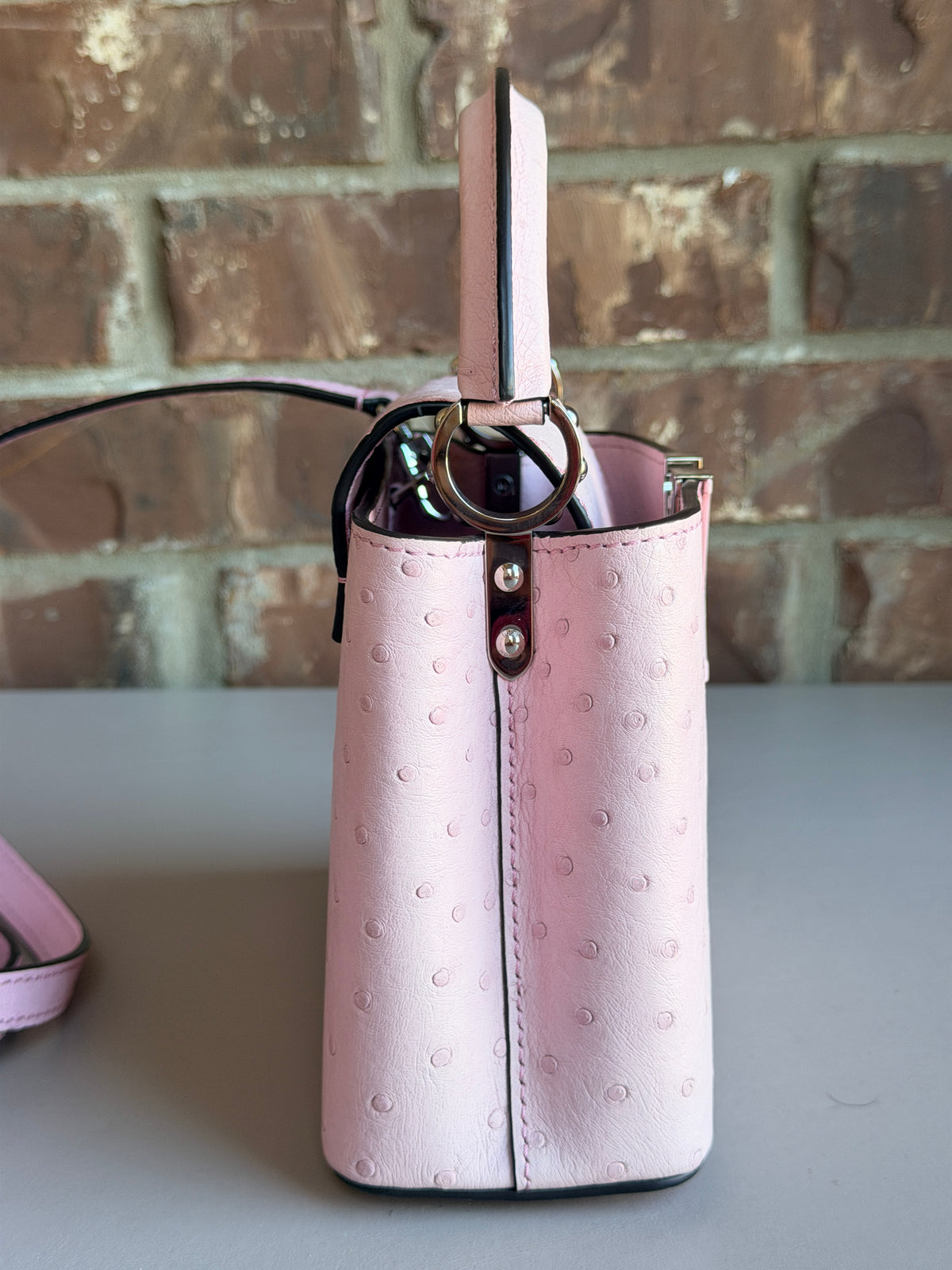 Louis Vuitton Capucines Bag Ostrich Mini	Pink 45629