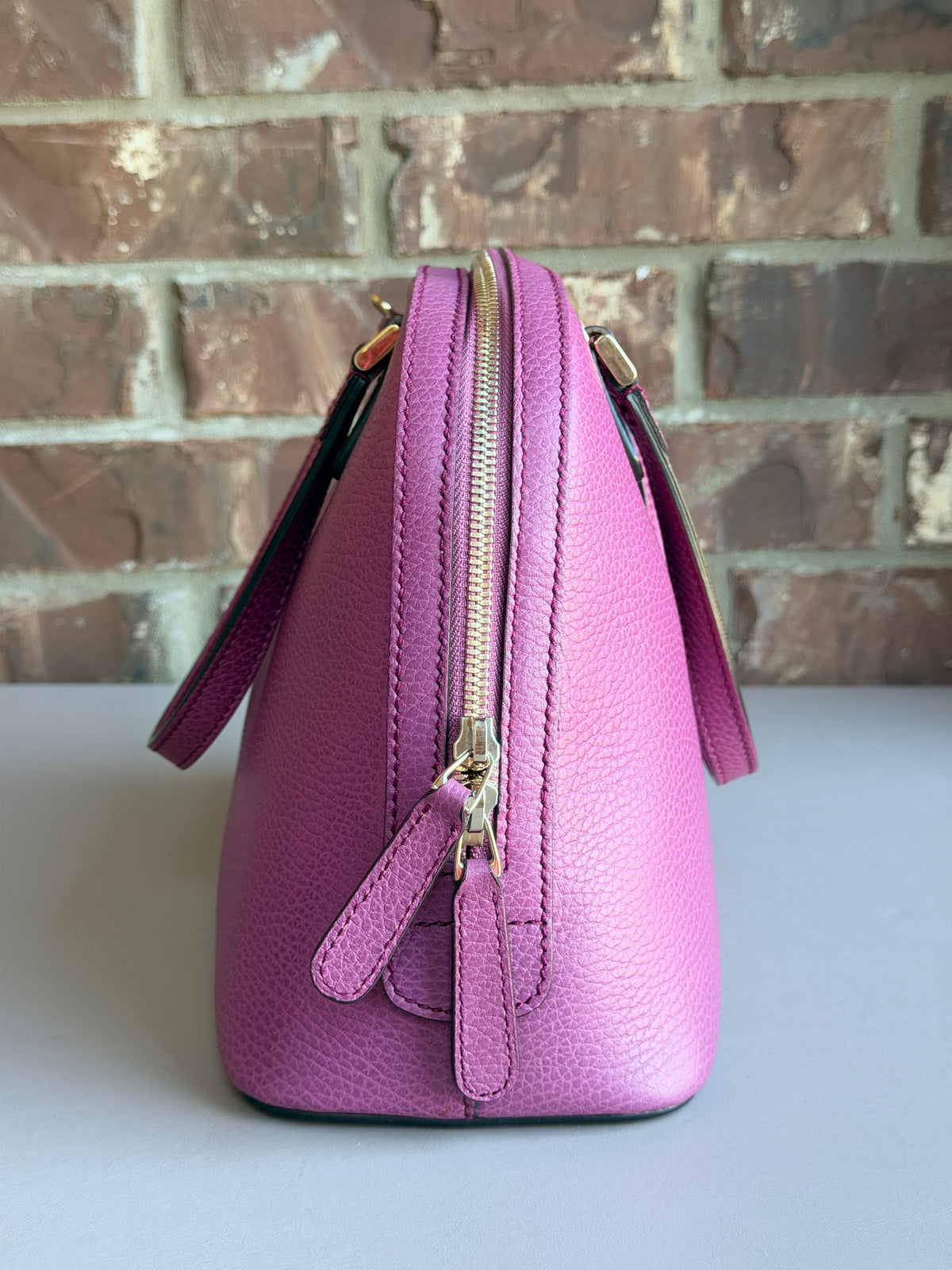 Gucci Lady Dollar Dome Satchel Leather Medium Purple 95045