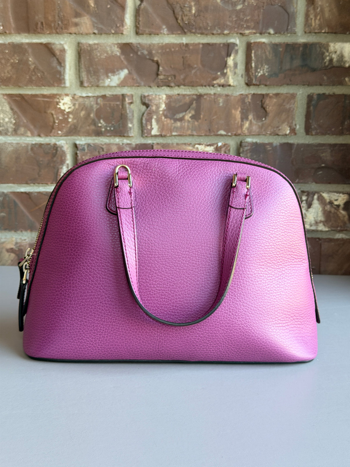 Gucci Lady Dollar Dome Satchel Leather Medium Purple 95045