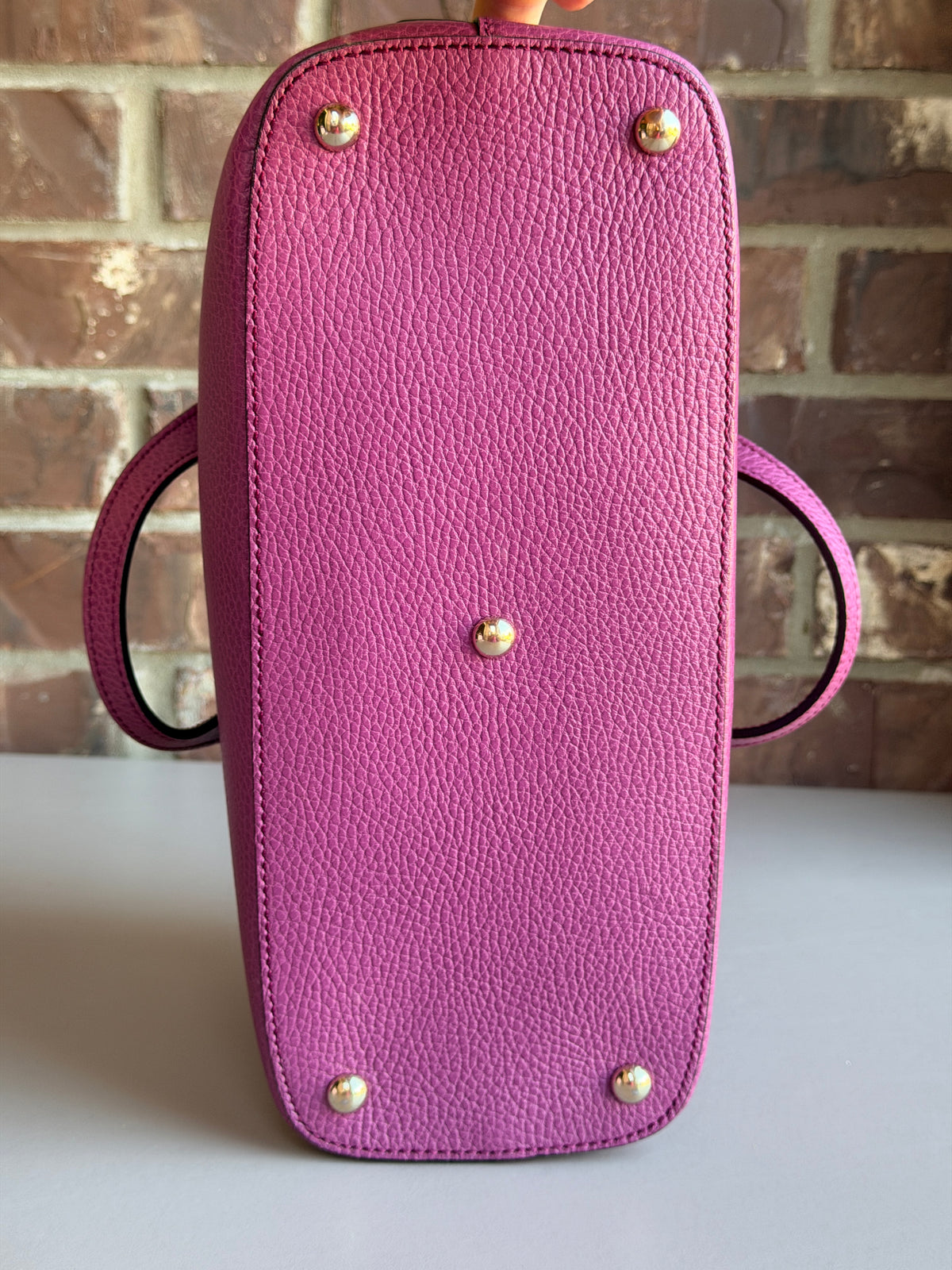 Gucci Lady Dollar Dome Satchel Leather Medium Purple 95045