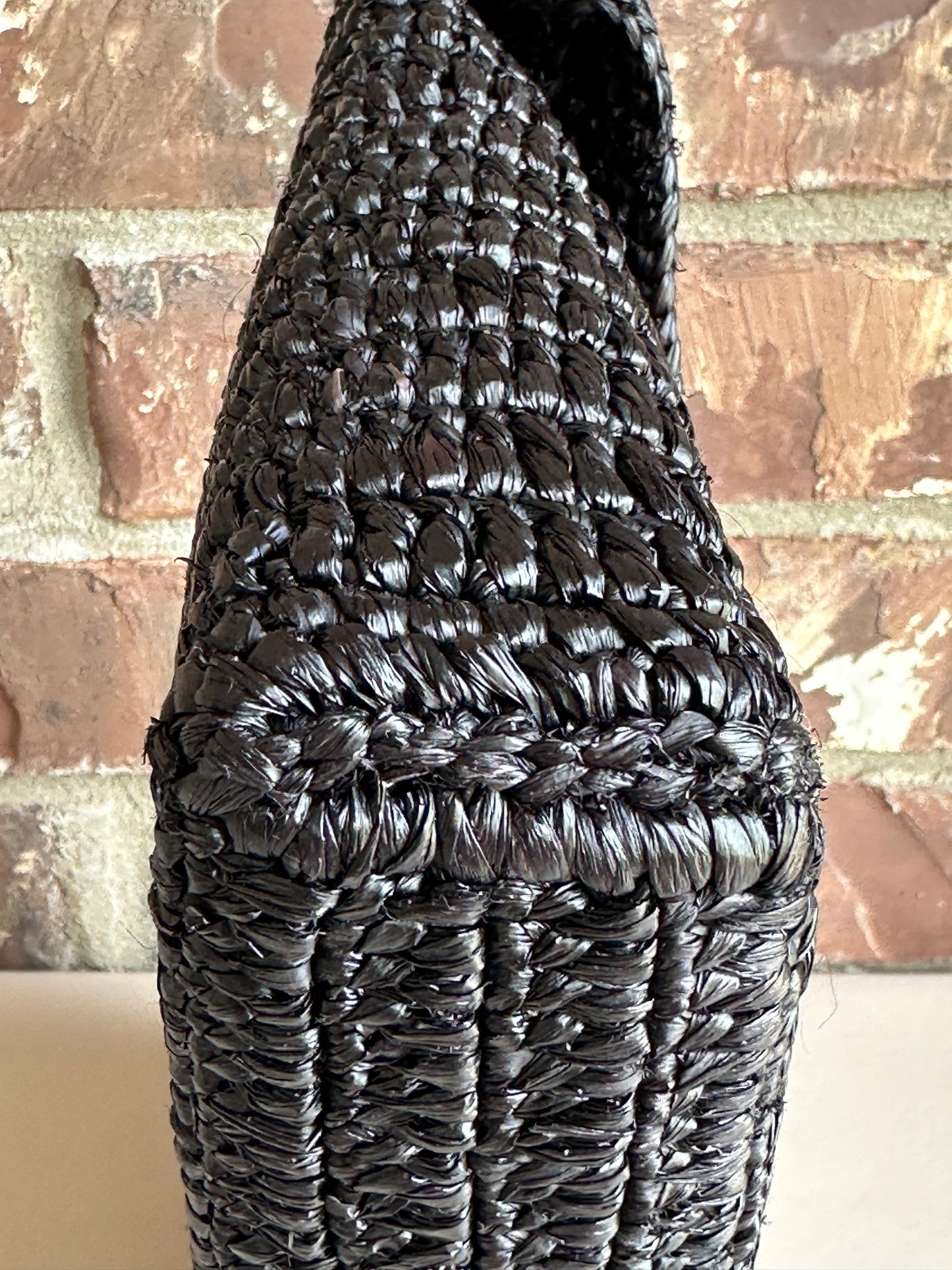 Saint Laurent Cassandre Envelope Clutch Raffia Large Black 42532