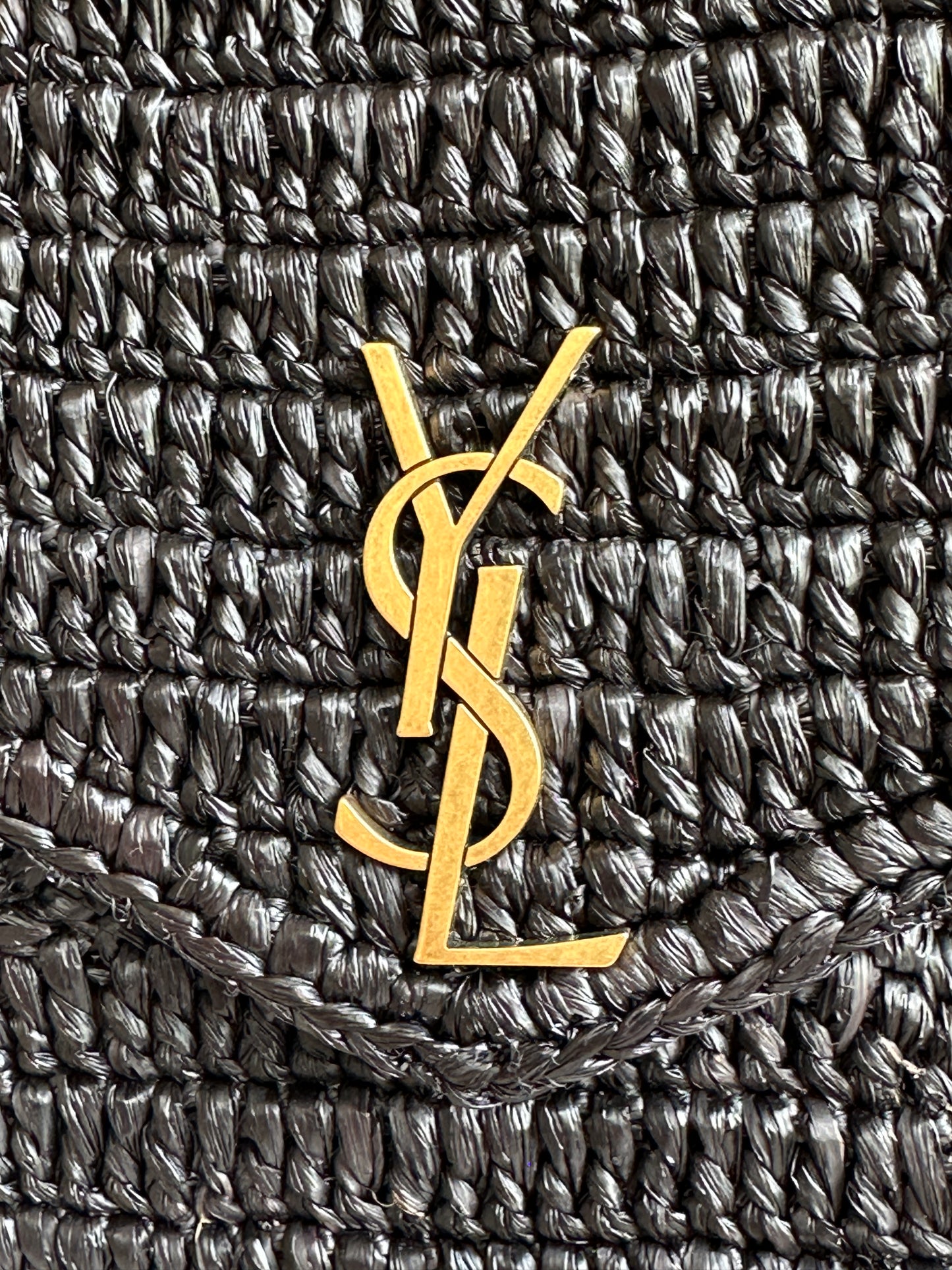 Saint Laurent Cassandre Envelope Clutch Raffia Large Black 42532