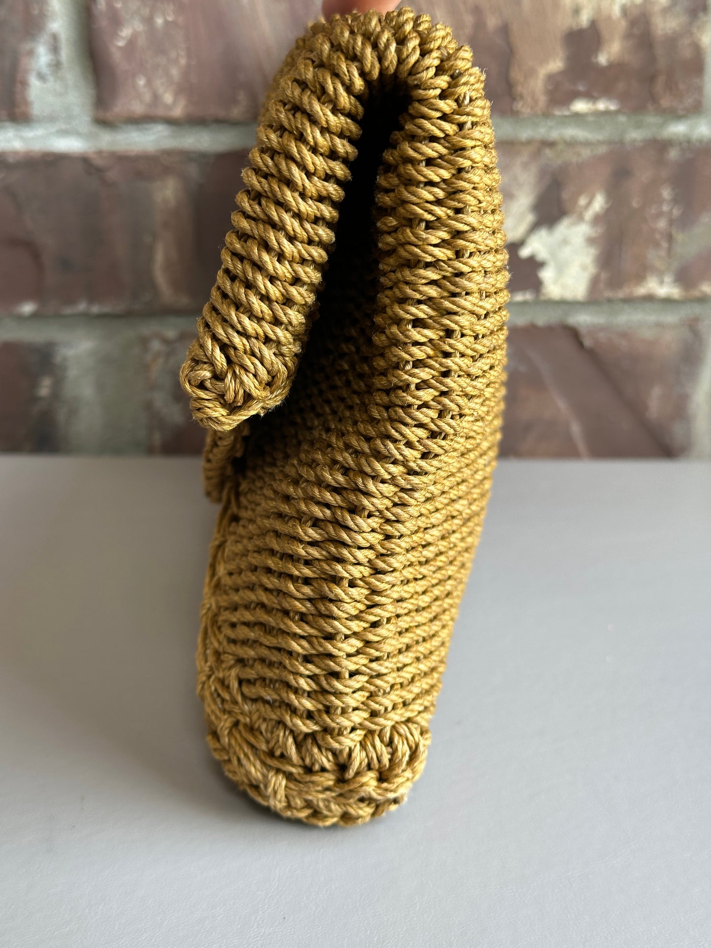 Saint Laurent Cassandre Envelope Clutch Raffia Large Brown 84238