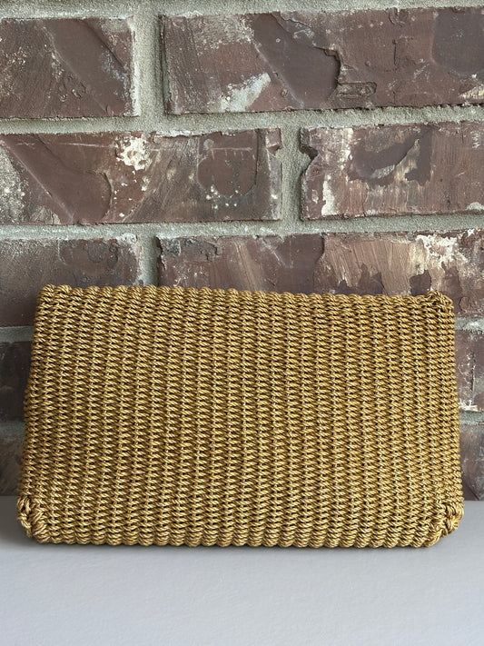 Saint Laurent Cassandre Envelope Clutch Raffia Large Brown 84238