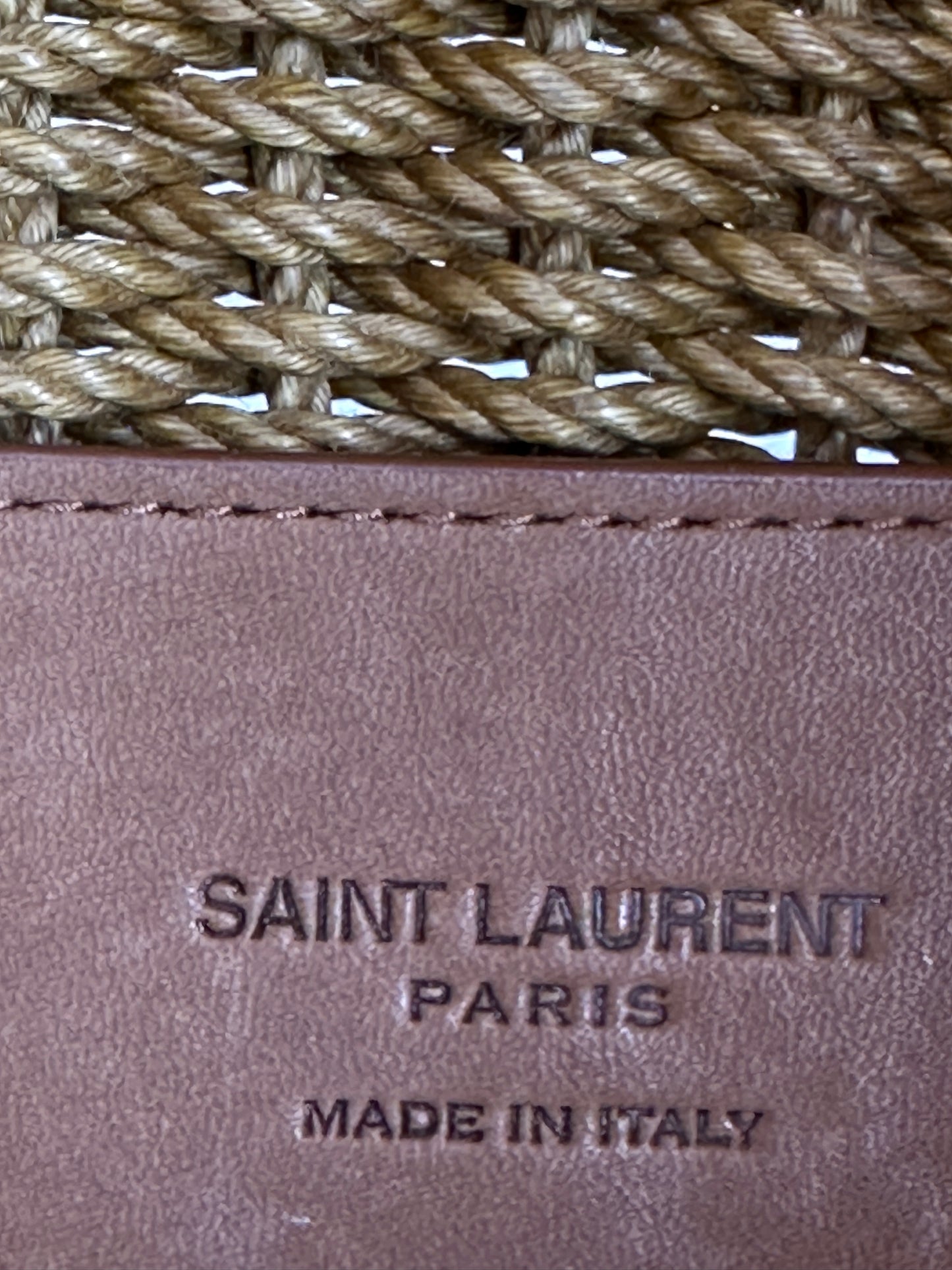 Saint Laurent Cassandre Envelope Clutch Raffia Large Brown 84238