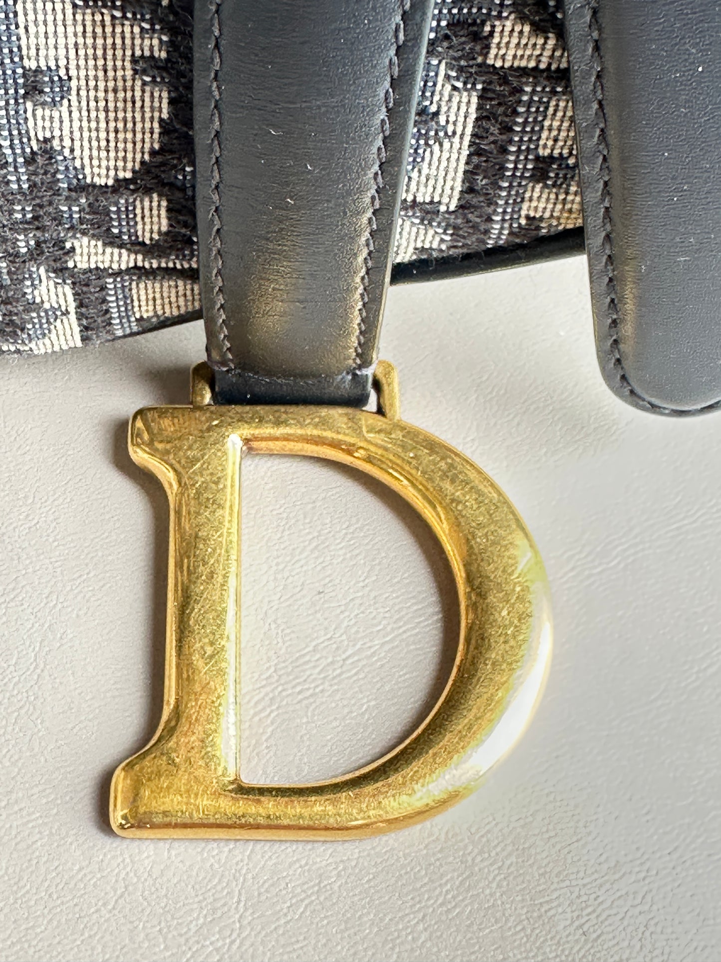Christian Dior Saddle Handbag Oblique Canvas Mini Blue 20875