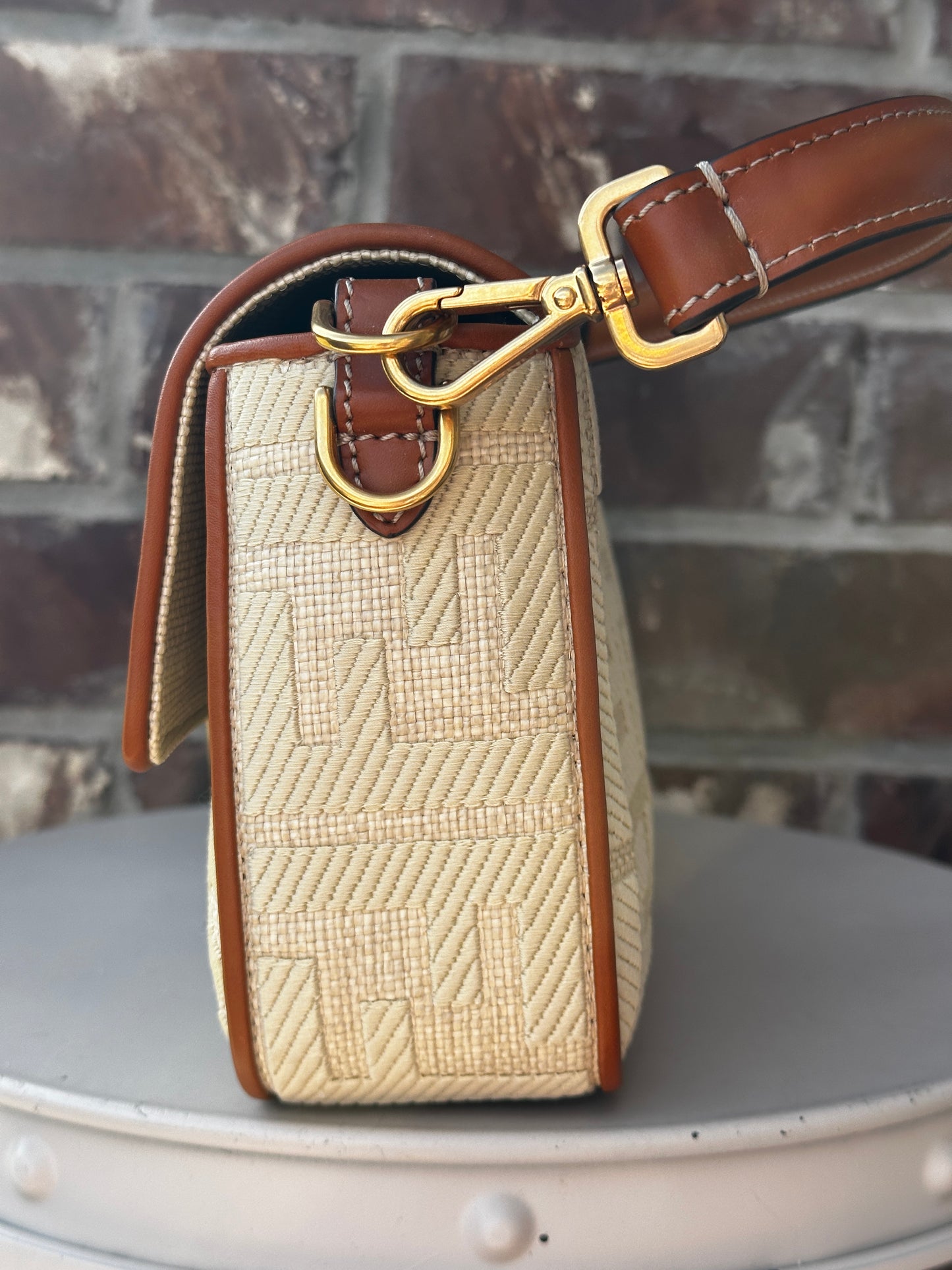 Fendi Baguette Zucca Embroidered Raffia Medium 51124