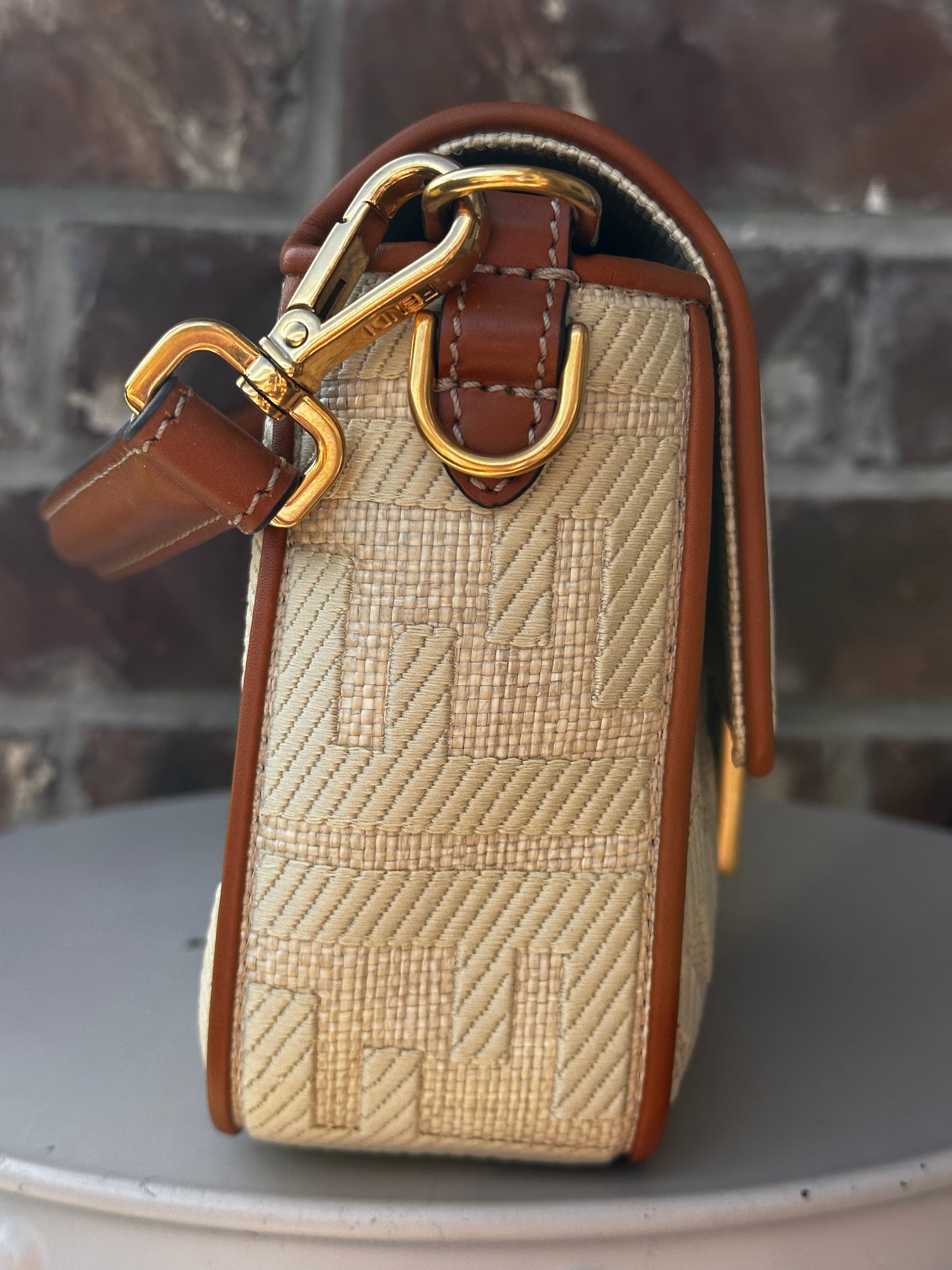 Fendi Baguette Zucca Embroidered Raffia Medium 51124