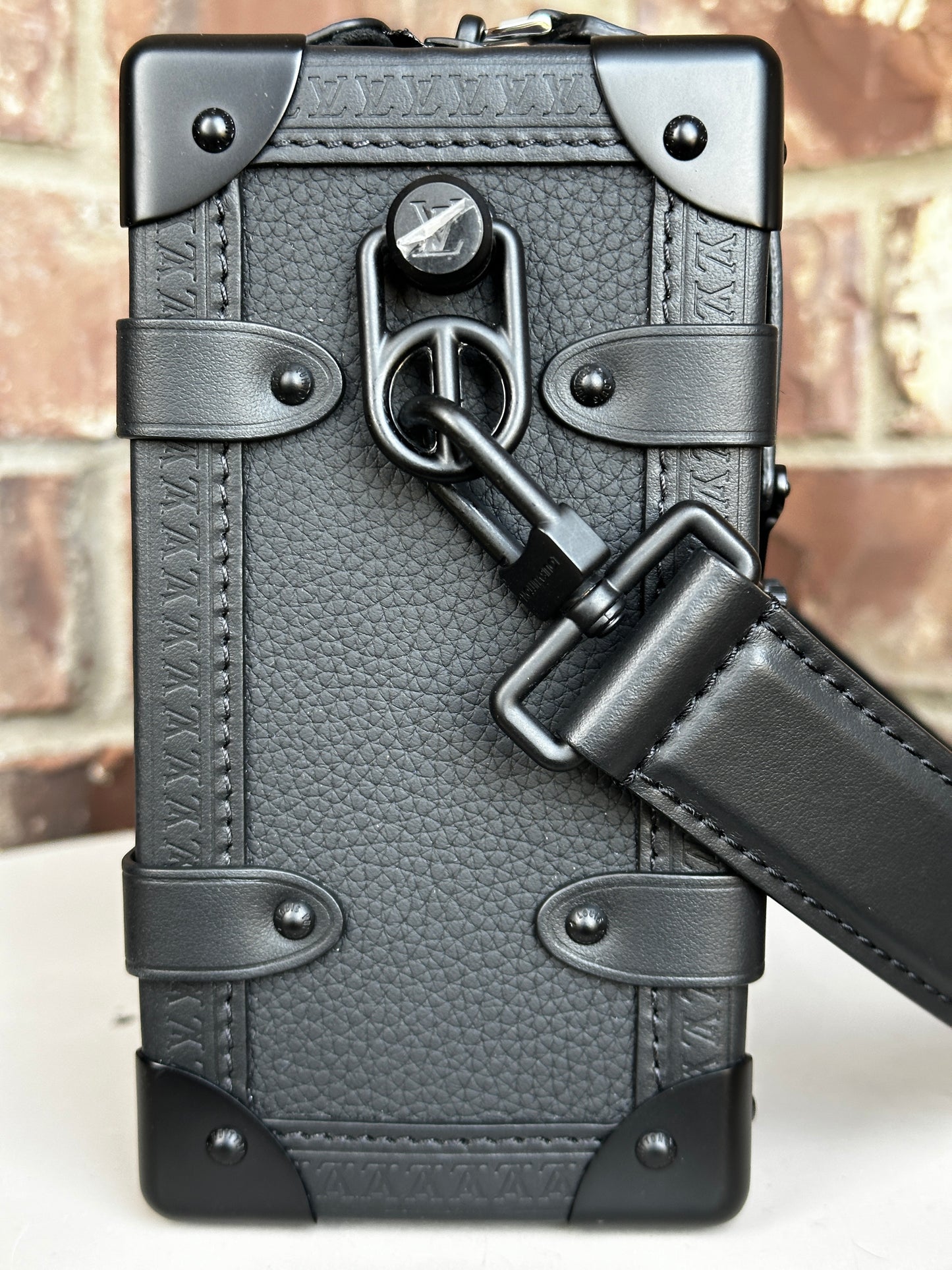 Louis Vuitton Side Trunk Handbag Taurillon Leather MM 41124