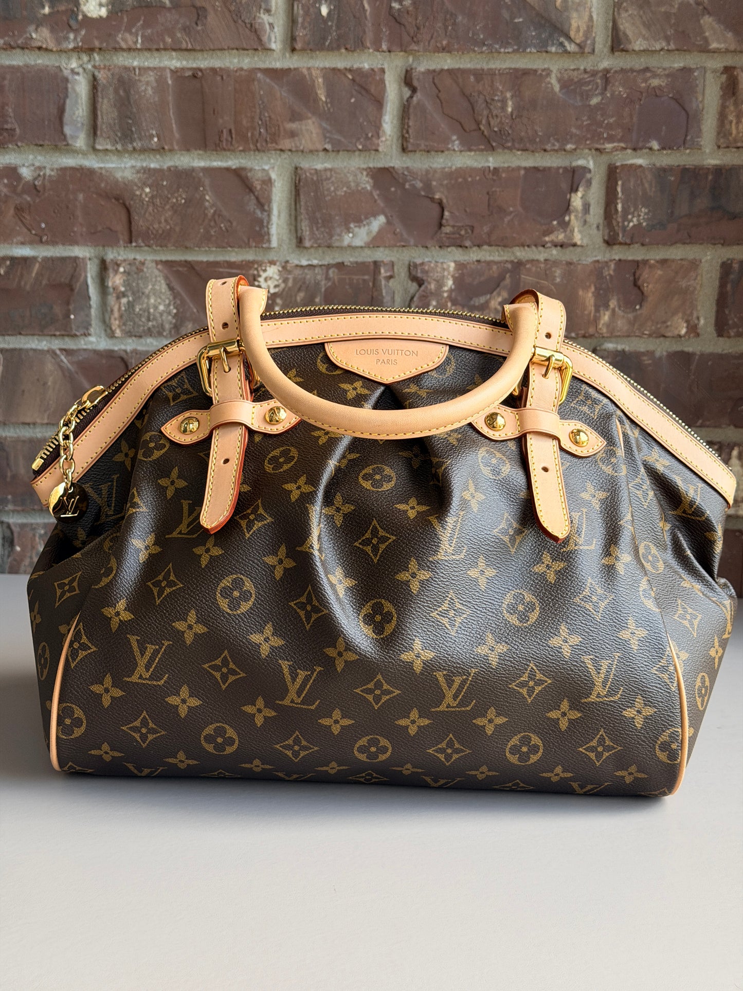 Louis Vuitton Tivoli Handbag Monogram Canvas GM Brown 82974