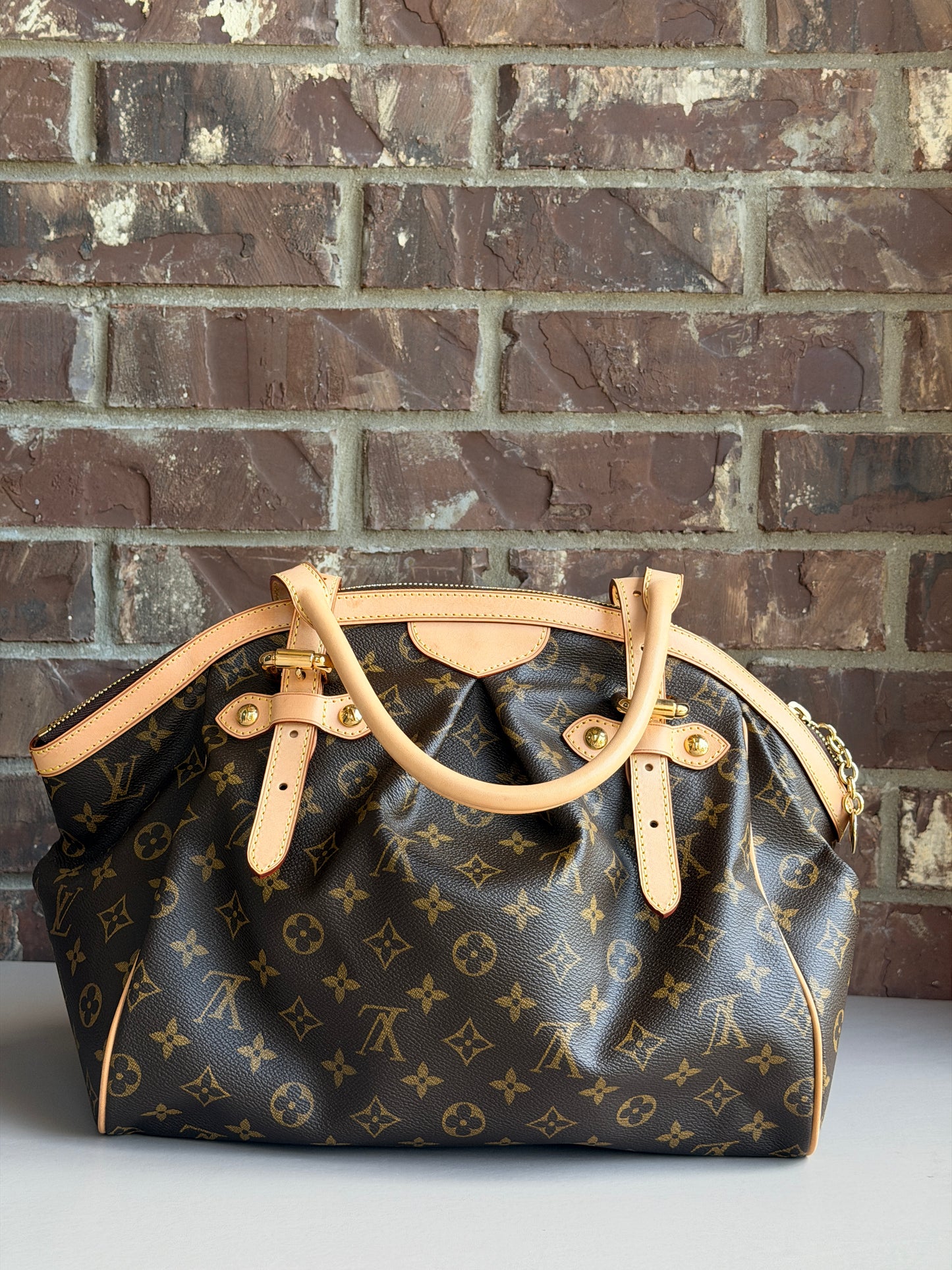 Louis Vuitton Tivoli Handbag Monogram Canvas GM Brown 82974
