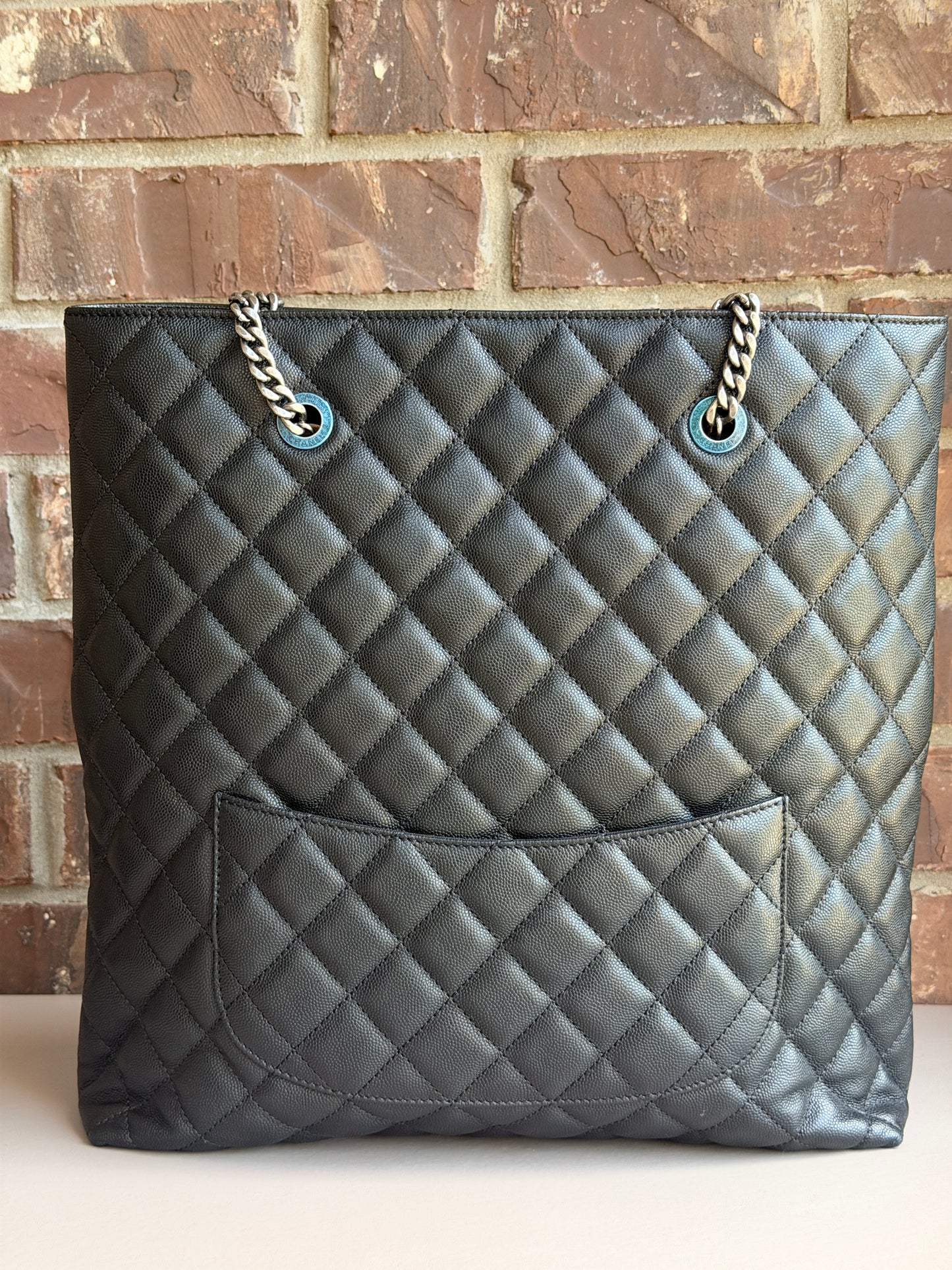 Chanel Urban Delight Chain Tote Quilted Caviar Large Black 82746
