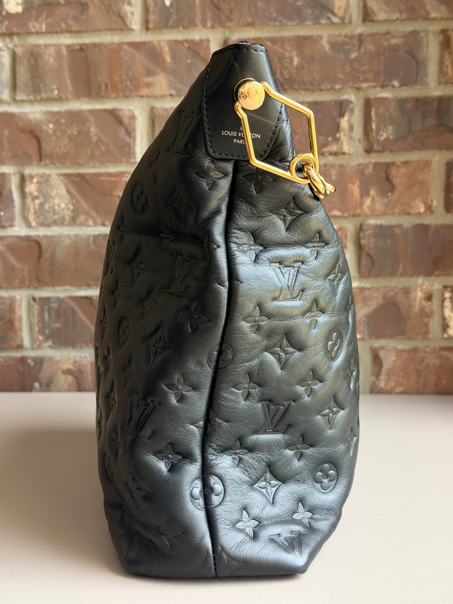 Louis Vuitton Coussin Hobo Monogram Embossed Lambskin MM Black 28169