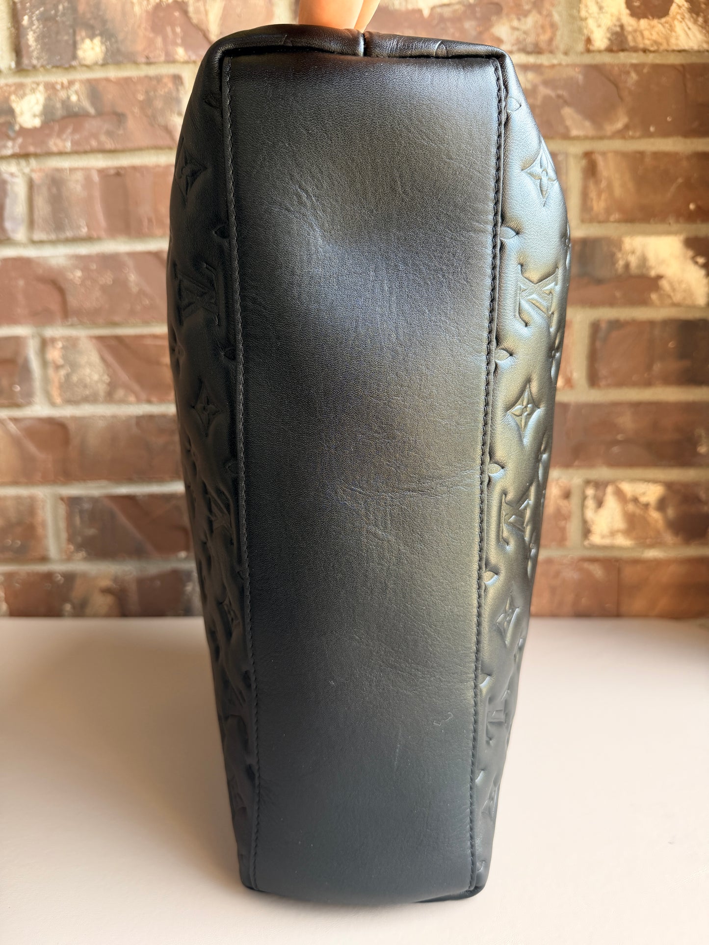 Louis Vuitton Coussin Hobo Monogram Embossed Lambskin MM Black 28169