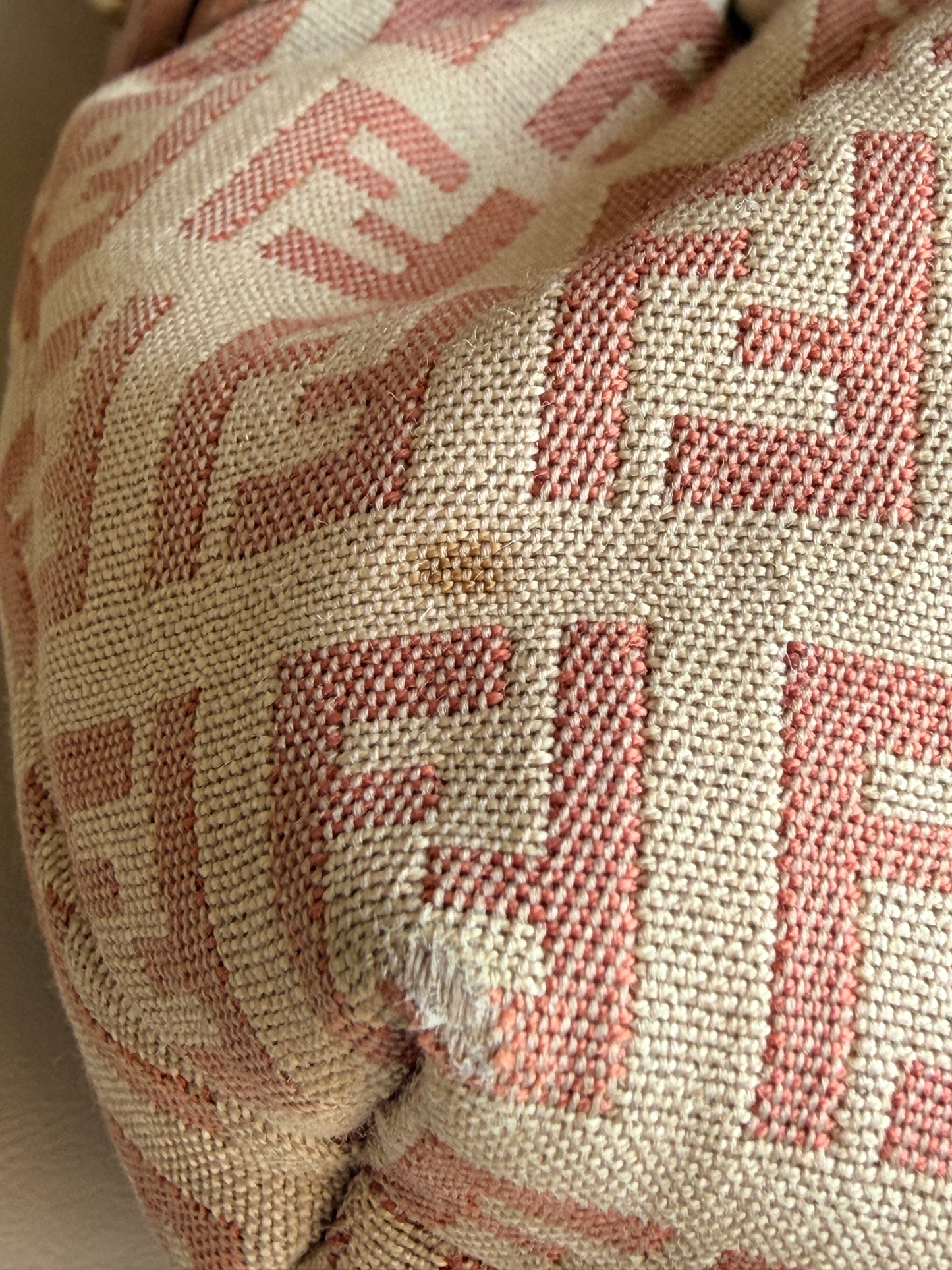 Fendi Chef Flap Bag Zucchino Canvas Small Pink 34674