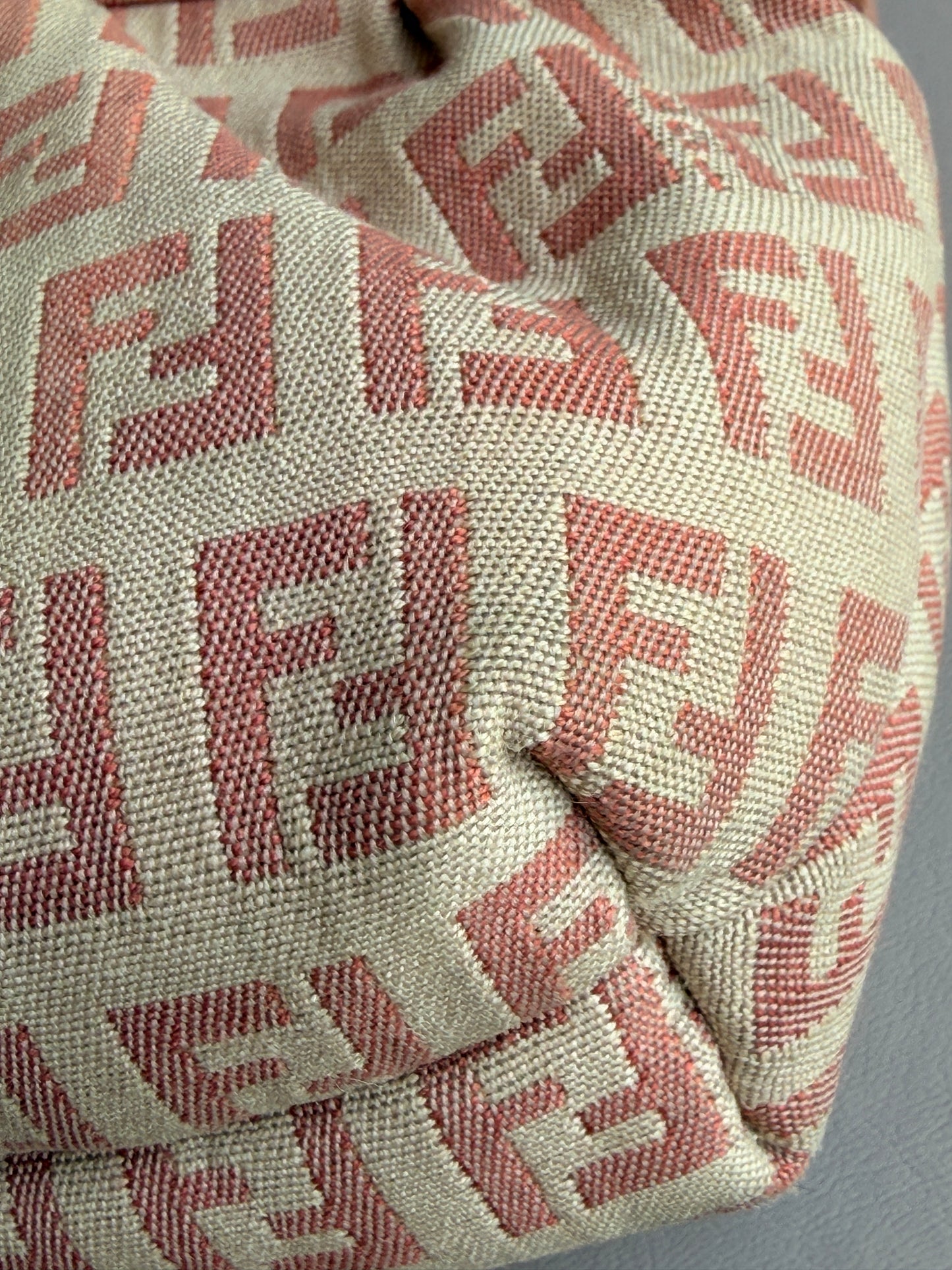 Fendi Chef Flap Bag Zucchino Canvas Small Pink 34674