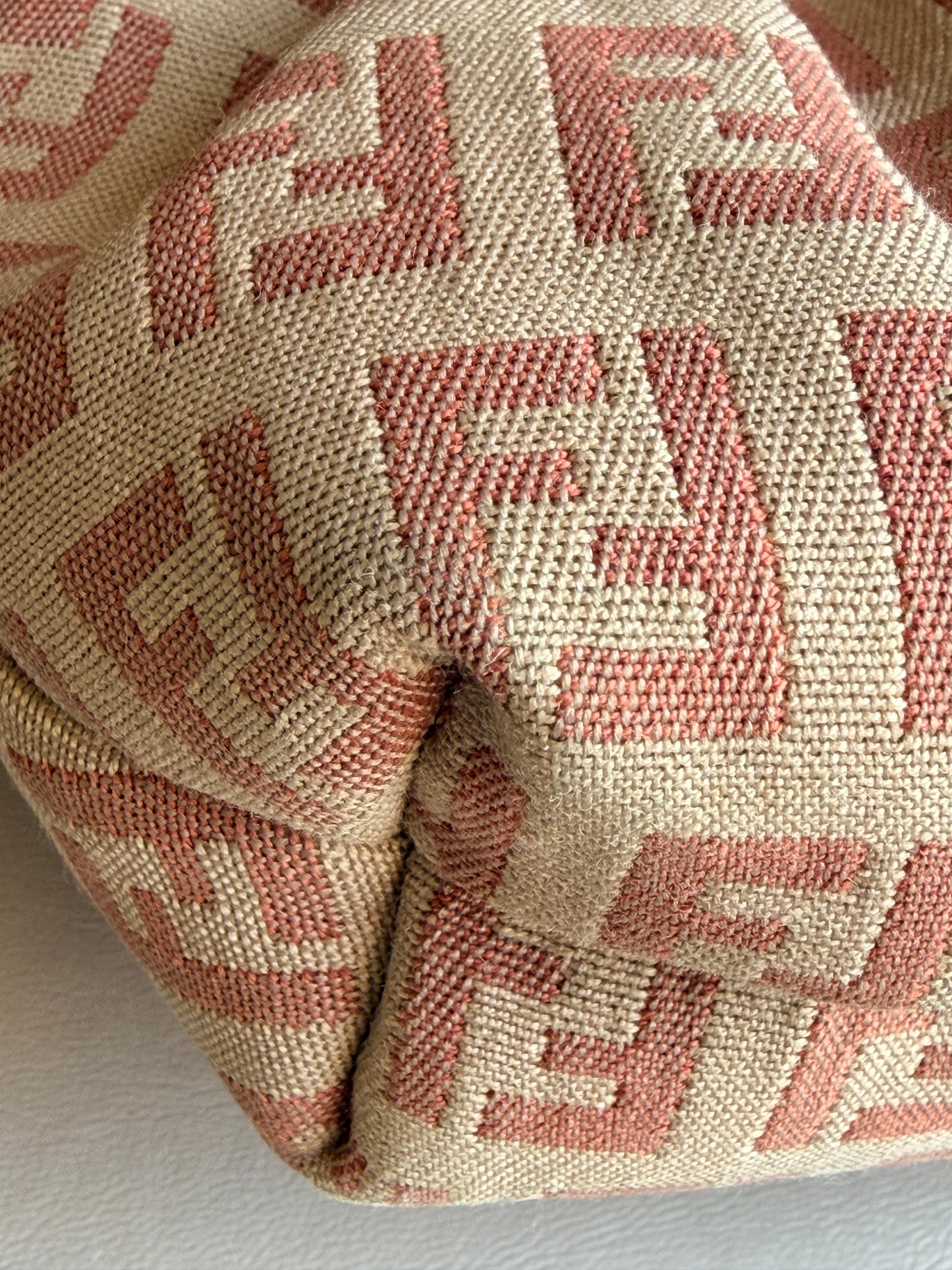 Fendi Chef Flap Bag Zucchino Canvas Small Pink 34674