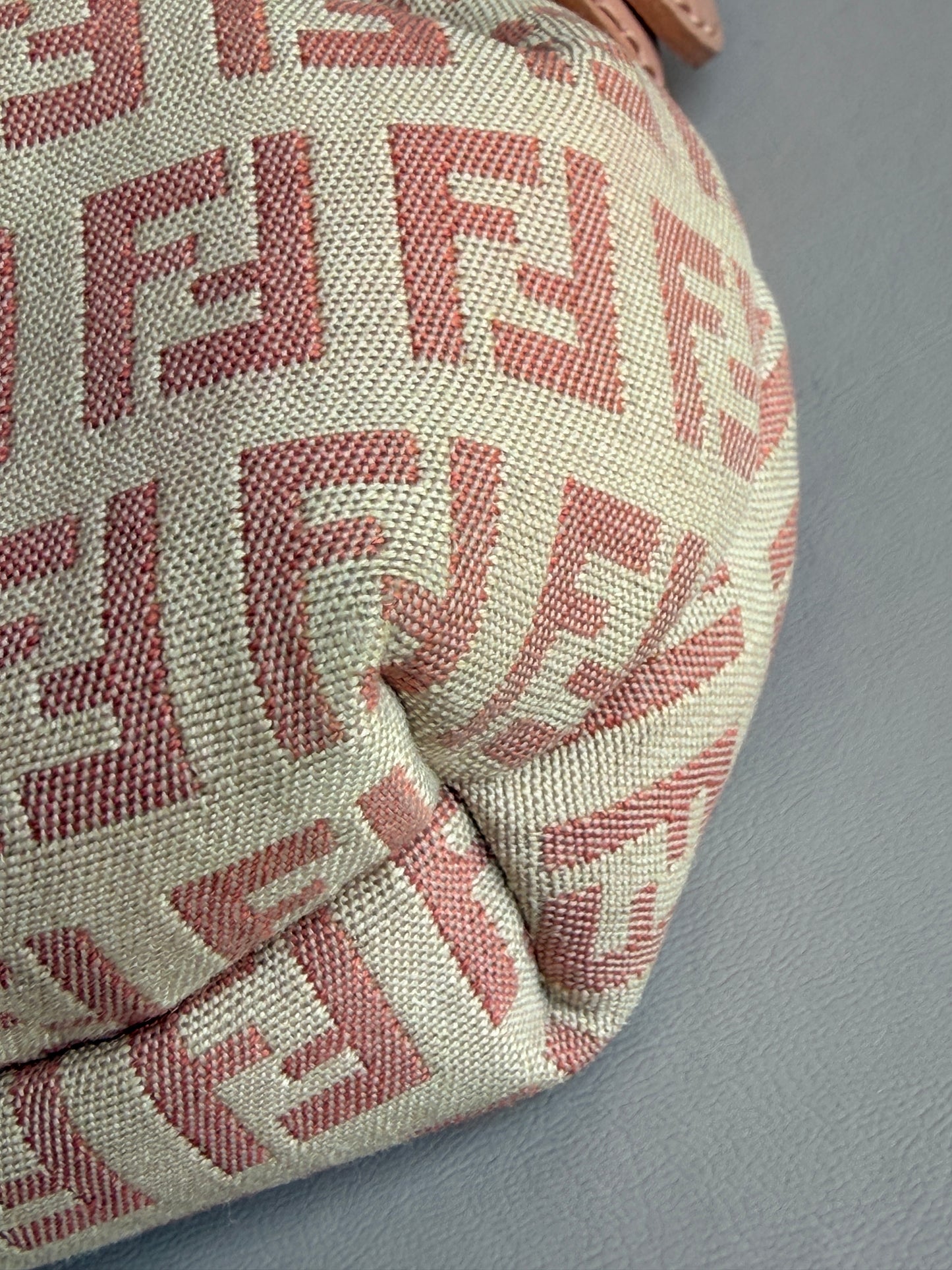 Fendi Chef Flap Bag Zucchino Canvas Small Pink 34674